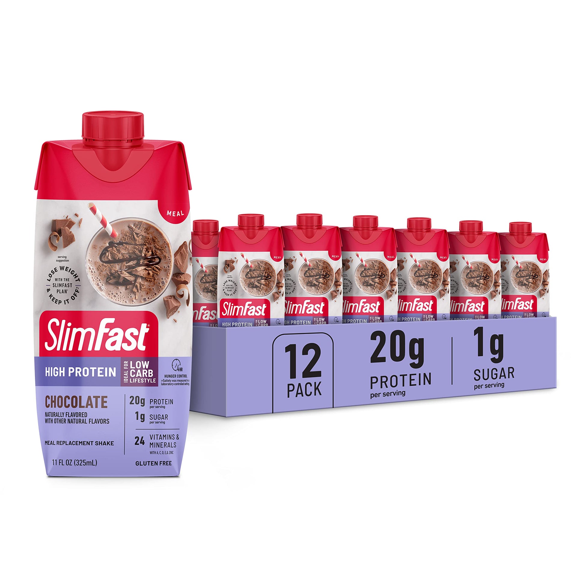 SlimFast Protein Shake, Chocolate- 20g Protein, Meal Replacement Shake Ready to Drink