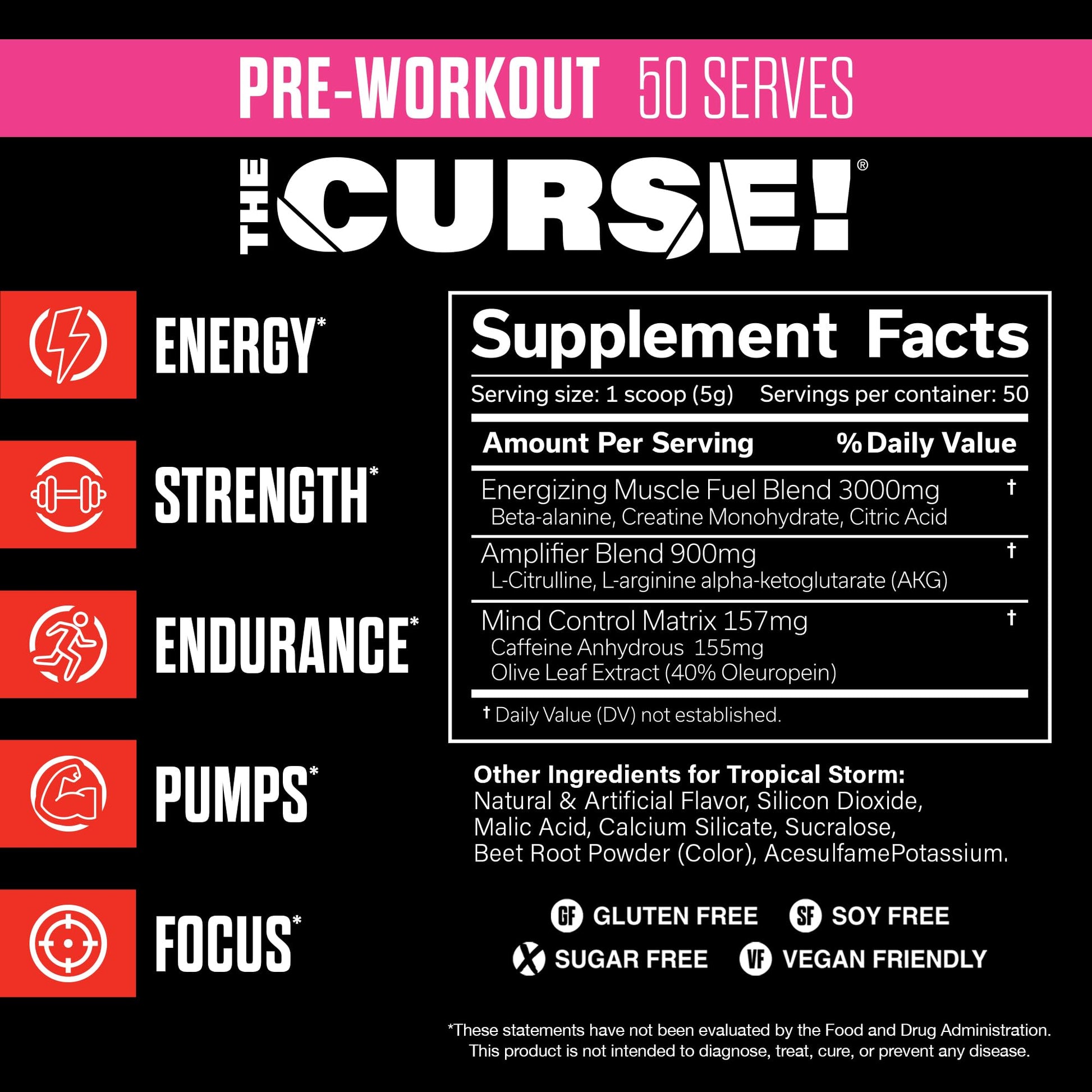 JNX SPORTS The Curse! Pre Workout Powder - Tropical Storm 50 Servings | Preworkout JNX SPORTS