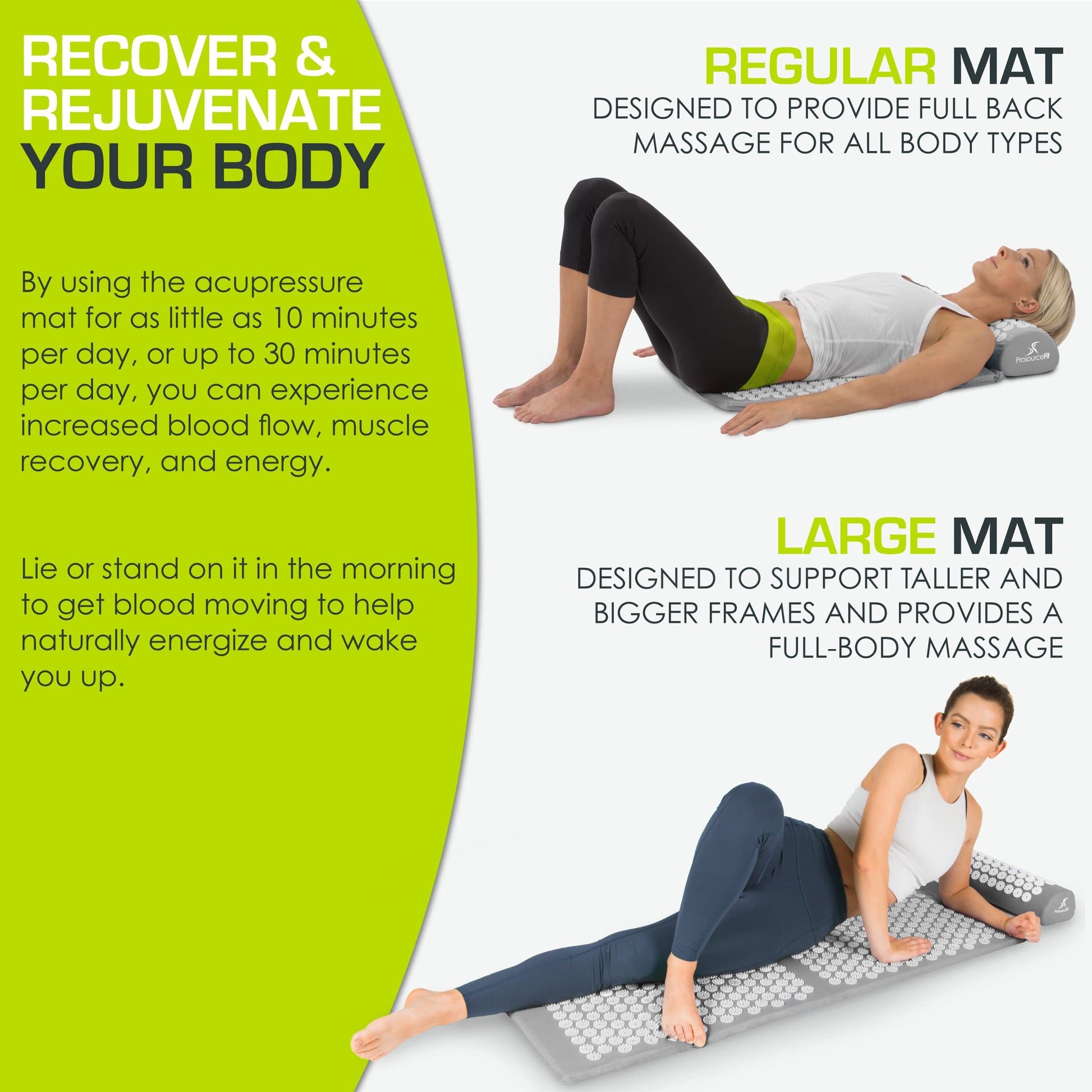 ProsourceFit Acupressure Mat and Pillow Set for Back/Neck Pain Relief and Muscle Relaxation ProsourceFit