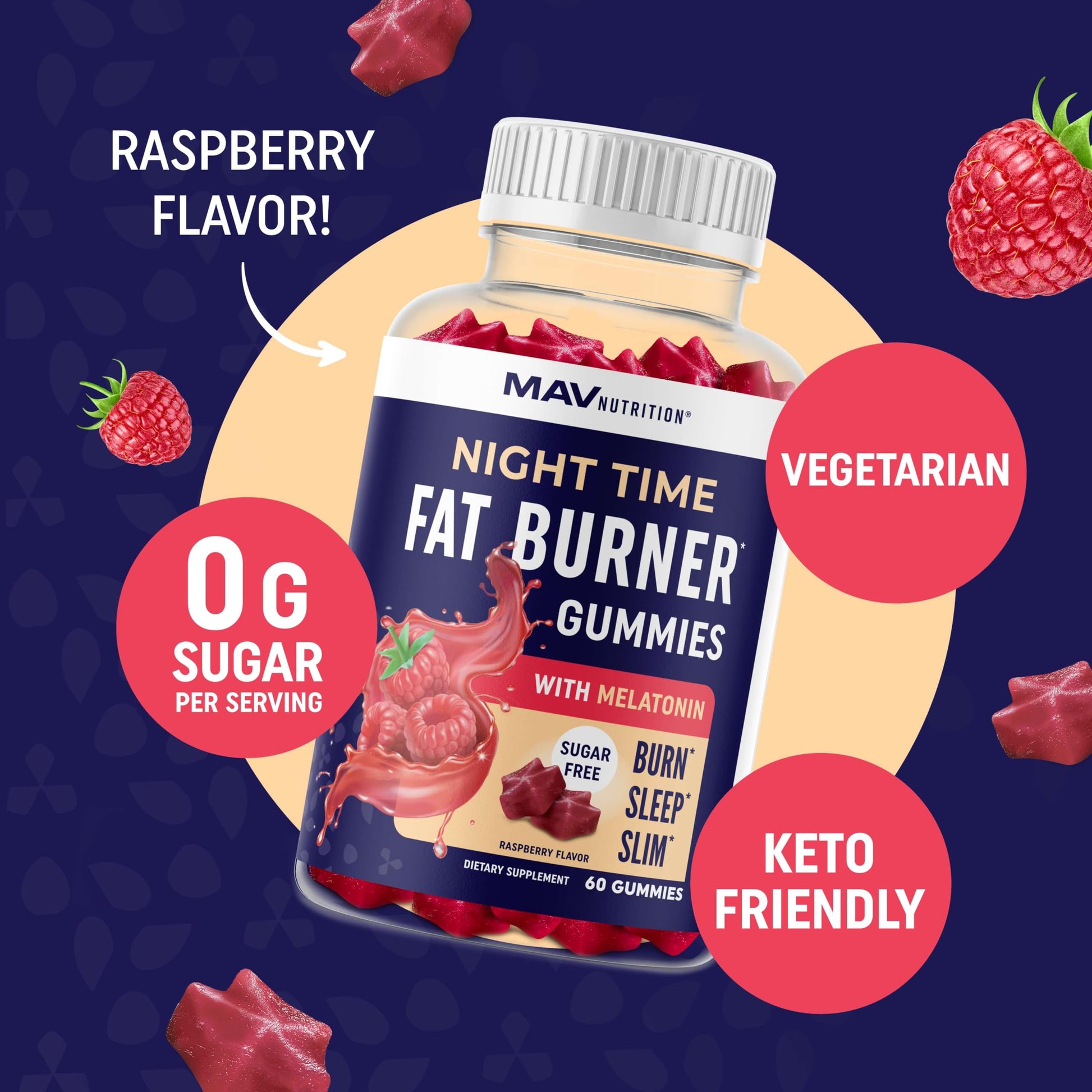 Sugar-Free Night Time Fat Burner Gummies for Sleep & Weight Loss Support | Hunger MAV NUTRITION