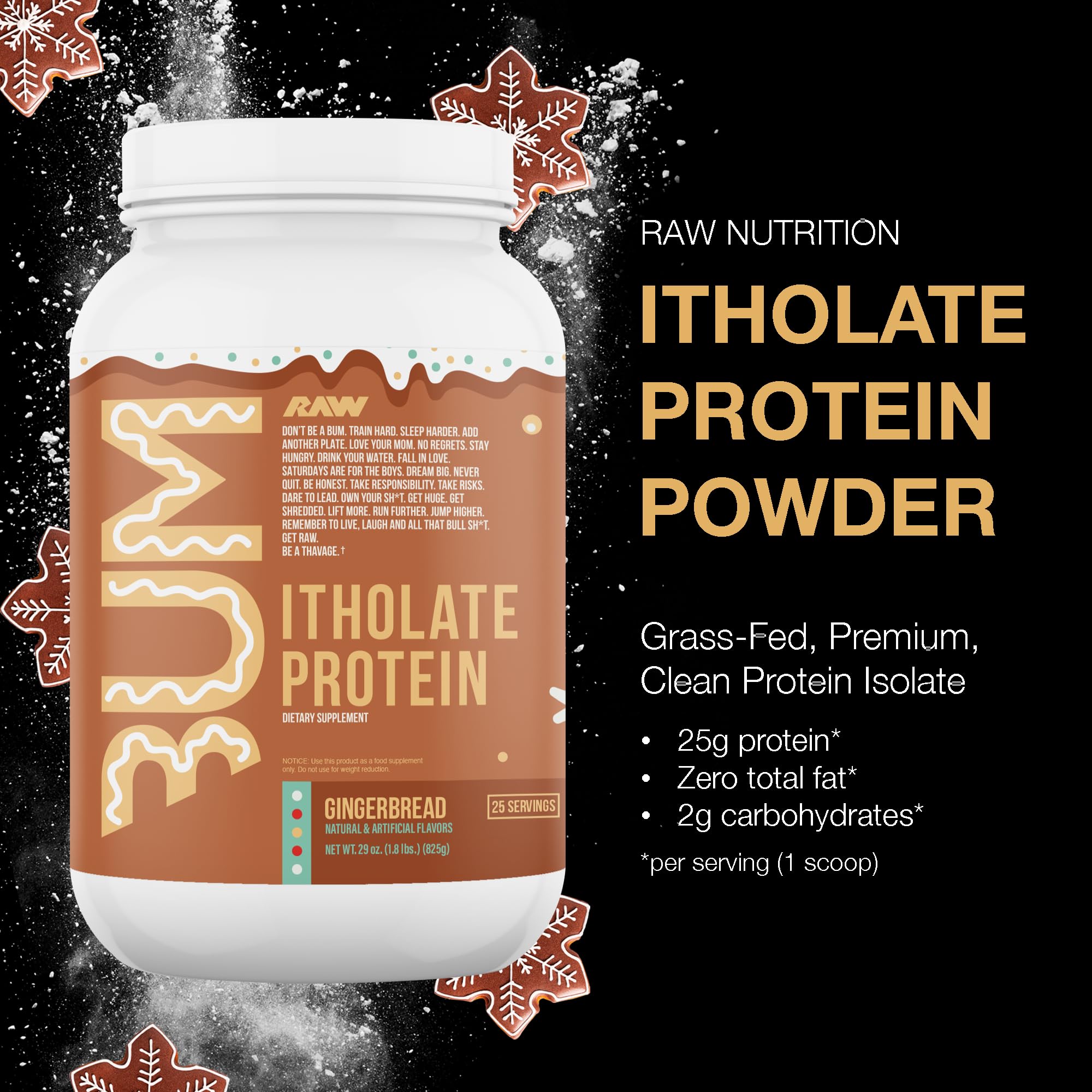 RAW Whey Isolate Protein Powder, Gingerbread (CBUM Itholate Protein) - 100% Grass RAW