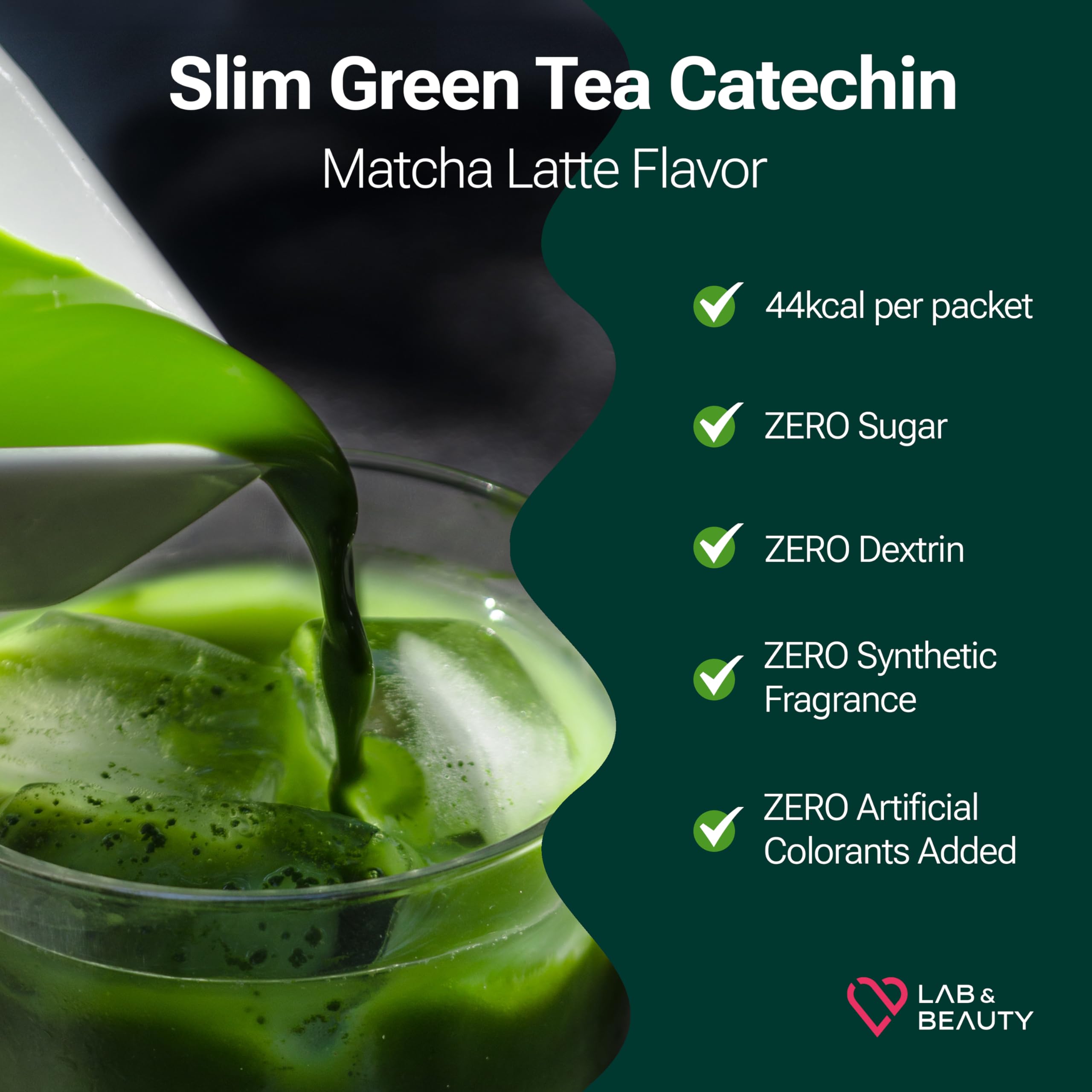 Slim Green Tea Catechin - Matcha Latte Flavor - 15 Pack - Supports Healthy Weight JAYU