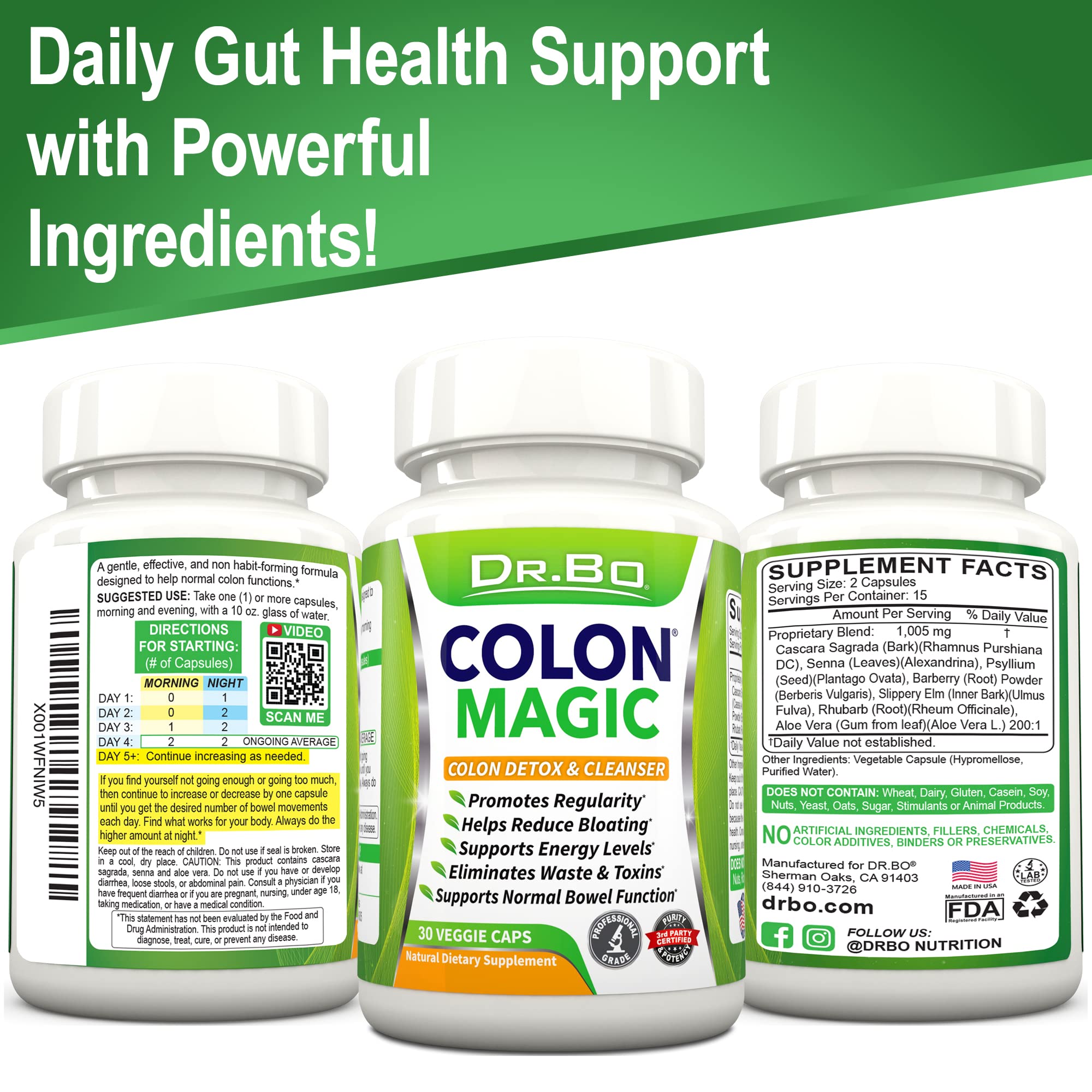 Colon Cleanse Detox Formula - Natural Bowel Cleanser Pills for Intestinal Bloating & Fast Digestive DR. BO