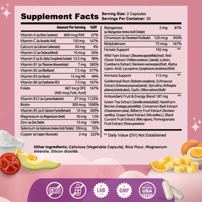 Mommyz Love Womens Multivitamin for Hormonal Balance, Antioxidant Defense, Immune Support Plus