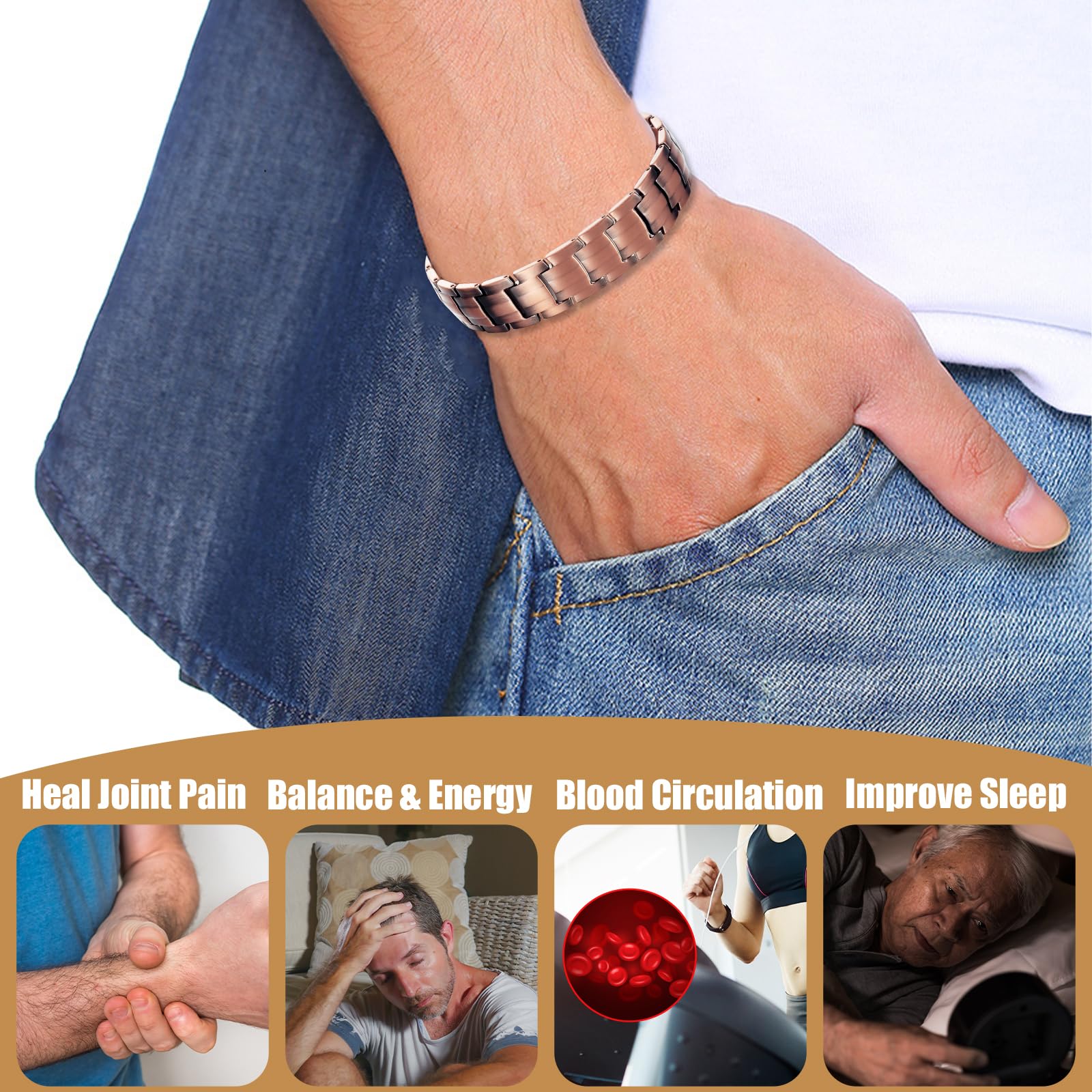 MagVIVACE Copper Bracelet for Men, Magnetic Bracelet with 3500 Gauss Magnets MagVIVACE