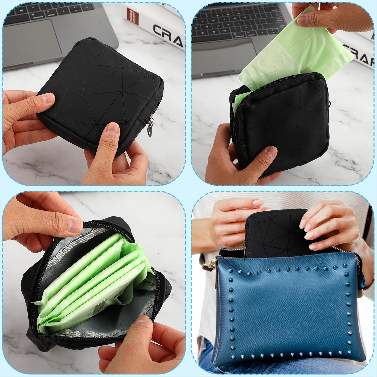 Ouligay Period Bag Sanitary Napkin Storage Bag Tampon Bag Tampon Pad Holder for Purse Menstrual Pad Ouligay