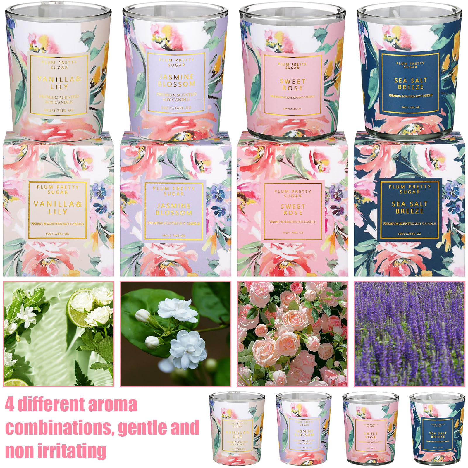 MTLEE 24 Pcs Candles for Home Scented Candle Gifts for Women Bulk 8 Long Lasting Aromatherapy Jar MTLEE