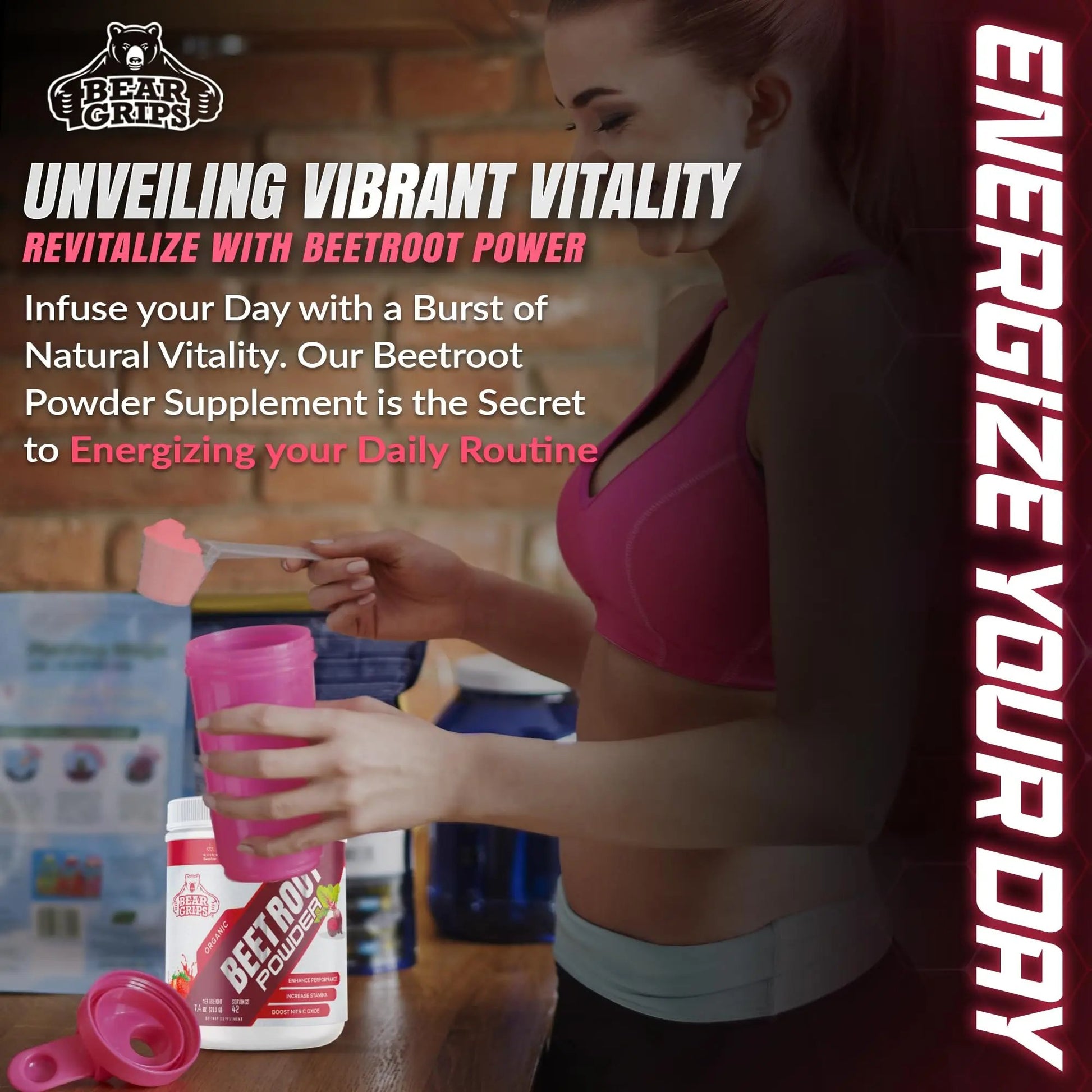 Organic Beet Root Powder - Nitric Oxide Supplement Super Food Beets Supplements Bear Grips