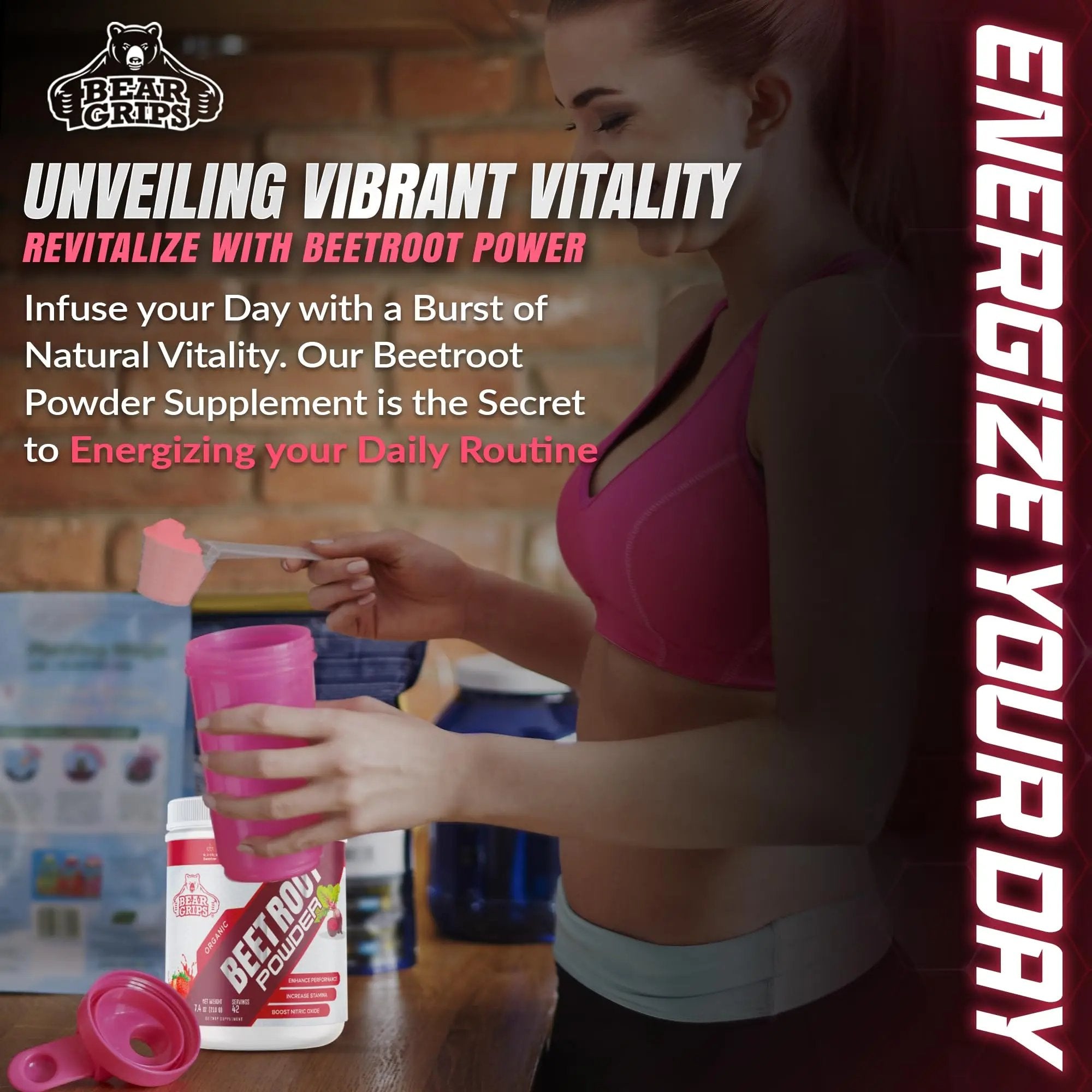 Organic Beet Root Powder - Nitric Oxide Supplement Super Food Beets Supplements Bear Grips