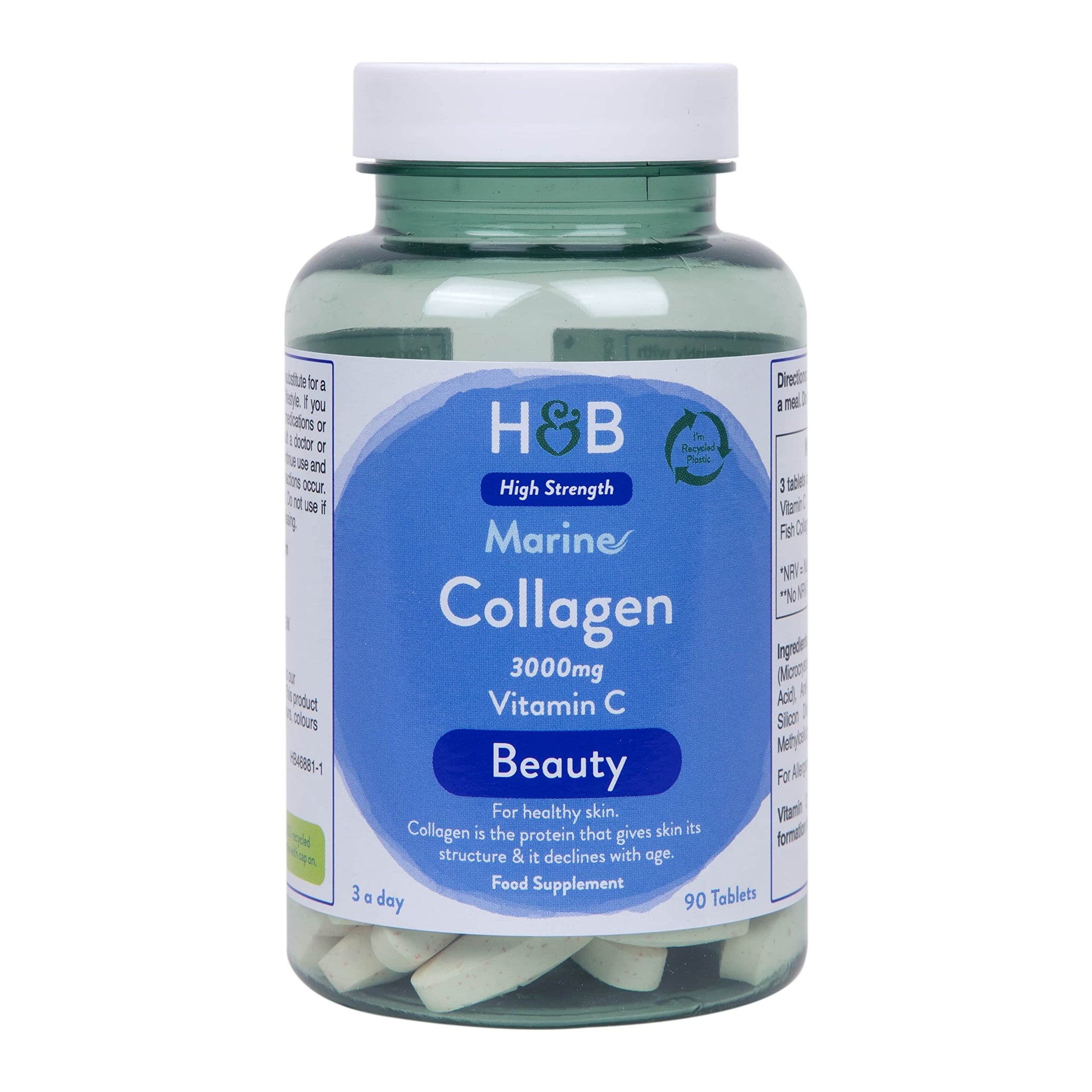 Holland and Barrett Marine Collagen with Vitamin C 3000mg 90 Tablets