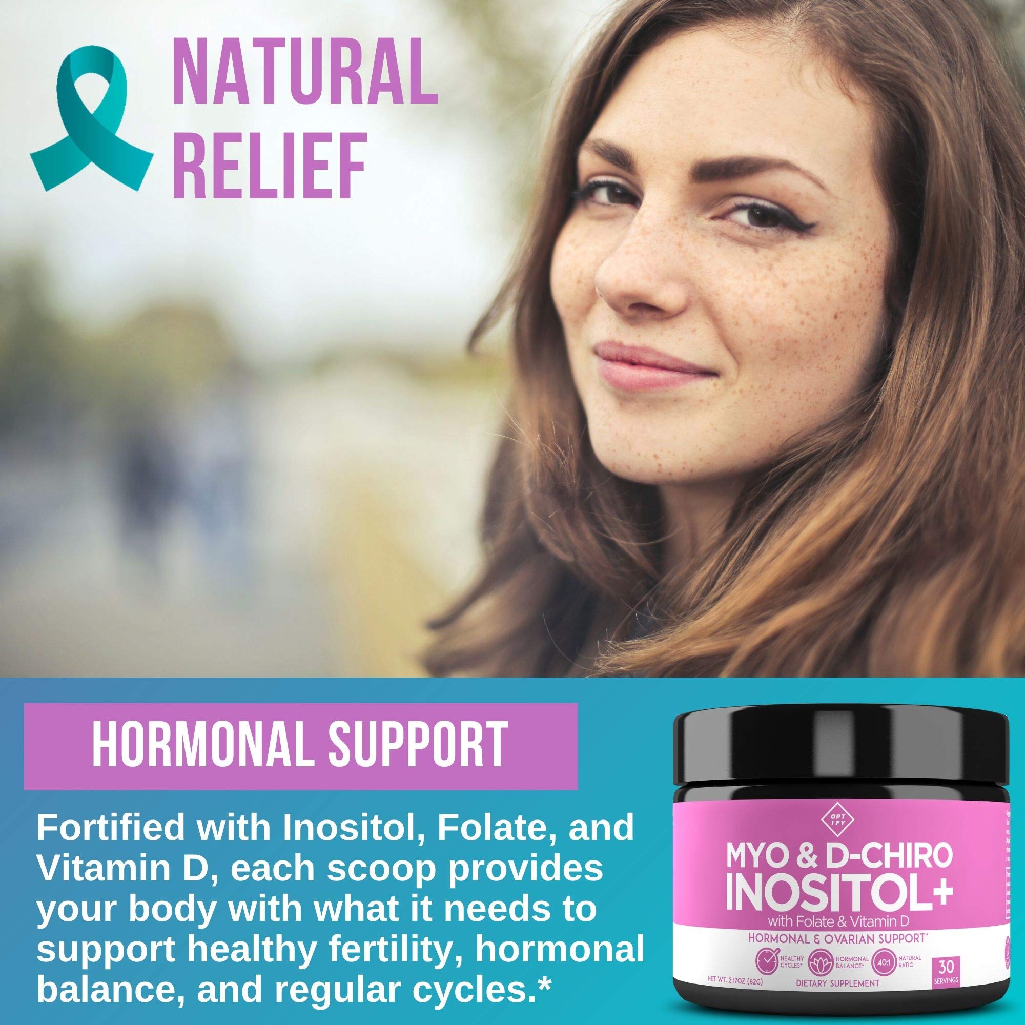 Premium Inositol Supplement - Myo-Inositol and D-Chiro Inositol Powder Plus Folate Optify