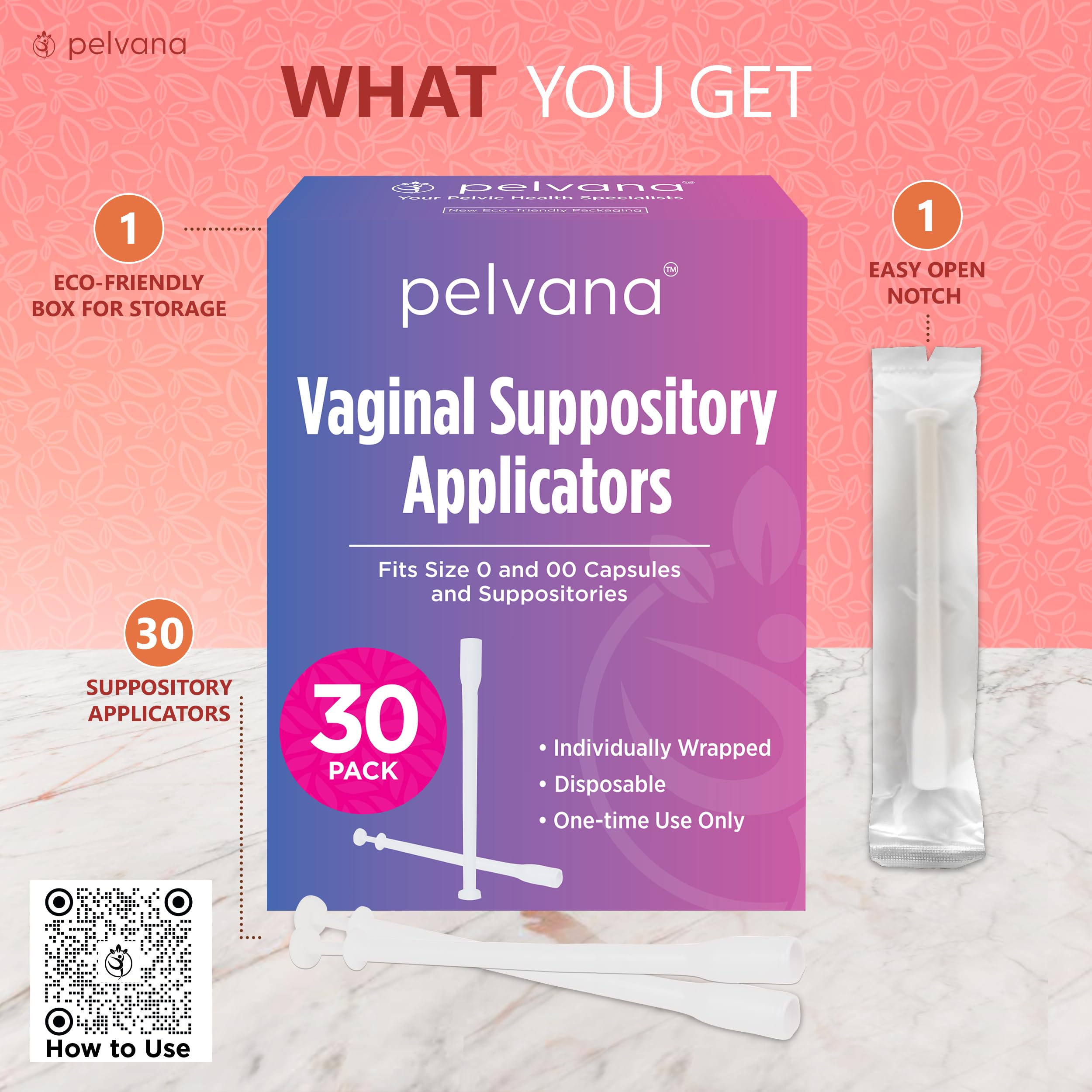Pelvana Suppository Applicators for Women - (30 Pack) - Fits Size 0 and 00 Capsules - Often Used Pelvana