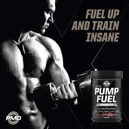 PMD Sports Ultra Pump Fuel Insanity - Pre Workout – Cherry Slush (30 Servings) Sports Omega Cuts Elite Thermogenic Fat Burner (90 Softgels)