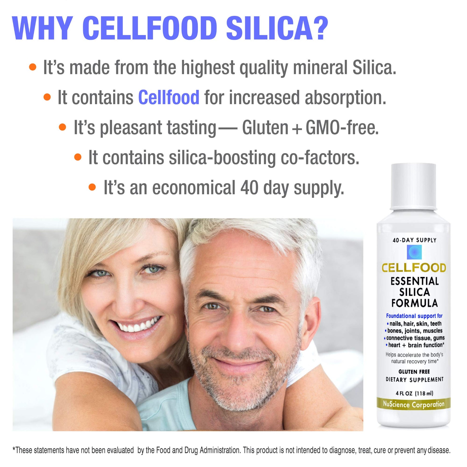 Cellfood Essential Silica Anti-Aging Formula, 4 fl oz - Supports Healthy Bones, Joints, Hair Cellfood