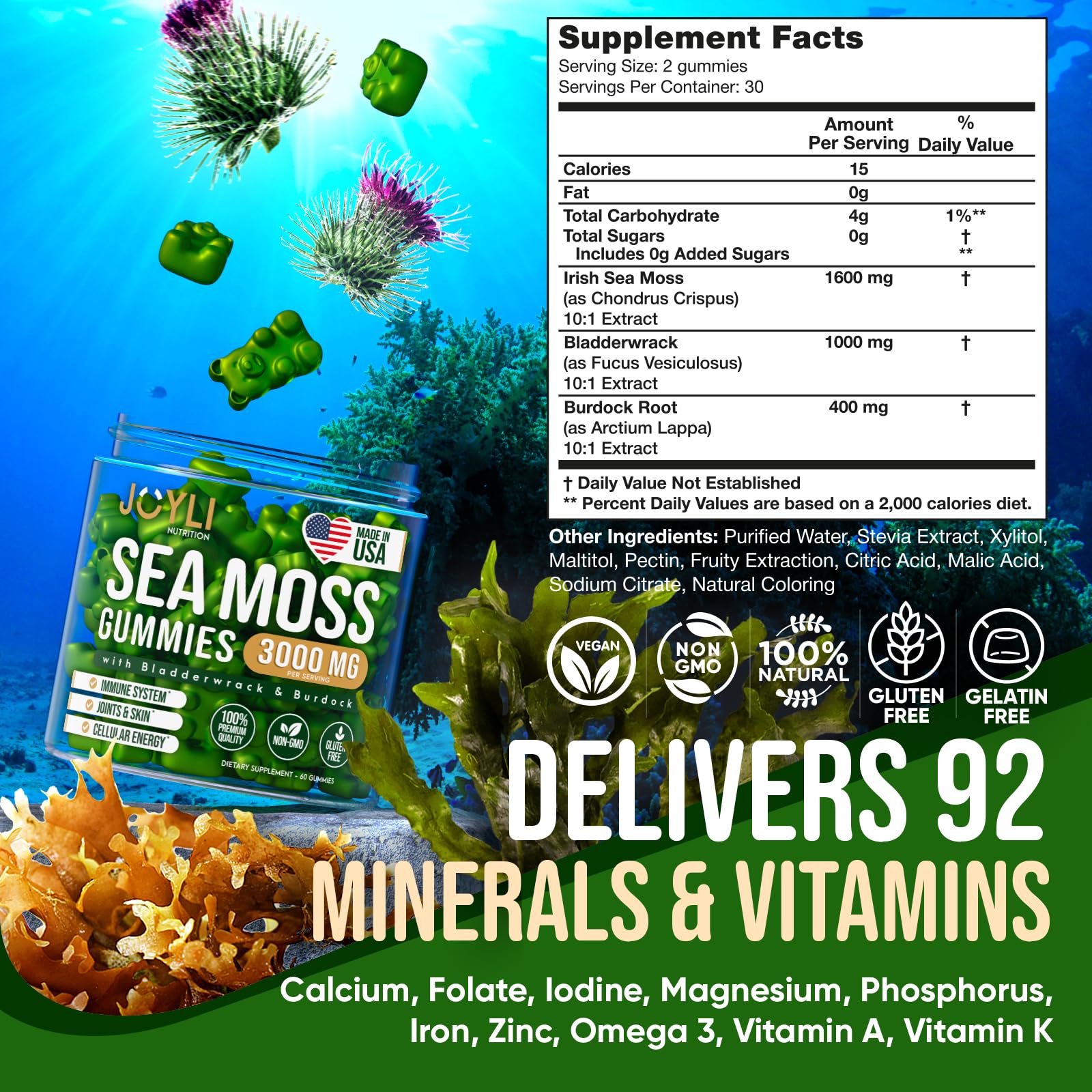 Sea Moss Gummies - Irish Seamoss Gummies for Adults & Kids - Advanced Superfood JOYLI Nutrition