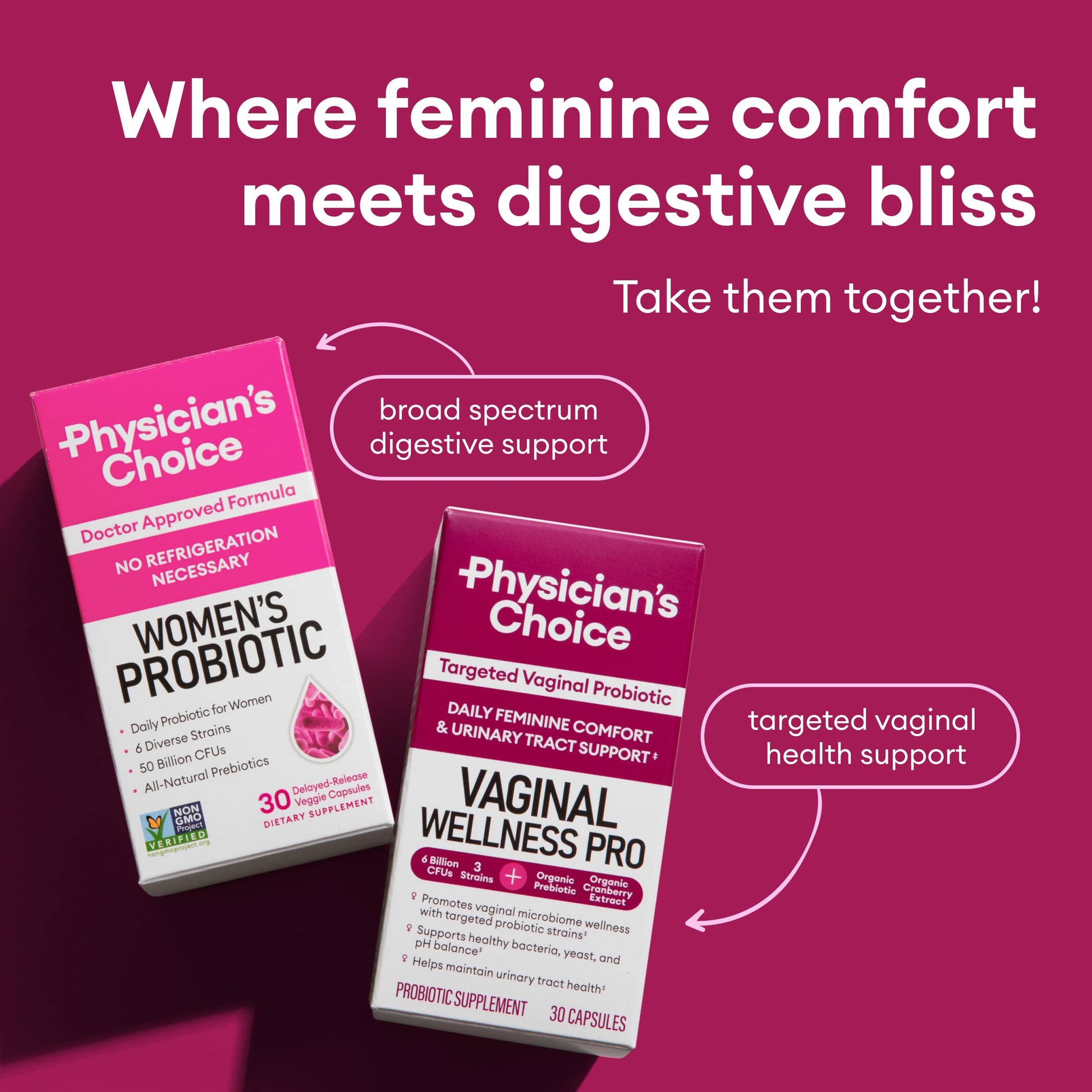 Physician's CHOICE Feminine Power Duo Bundle - Vaginal Probiotic 30ct + Womens Probiotic 60ct Physician's CHOICE
