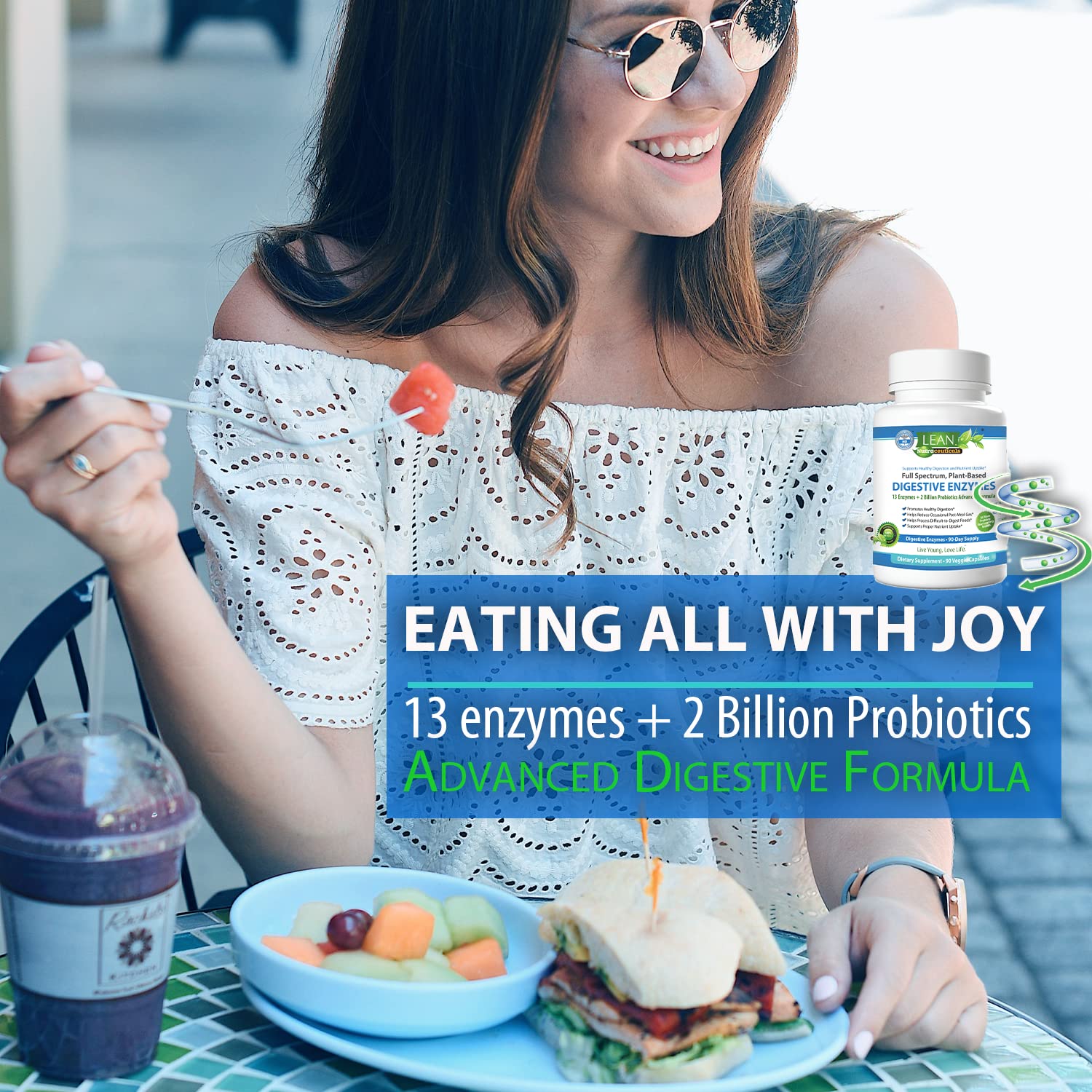 Digestive Enzymes with Probiotics, 90 Day Gut Health Supplement, 90 Cap LEAN Nutraceuticals