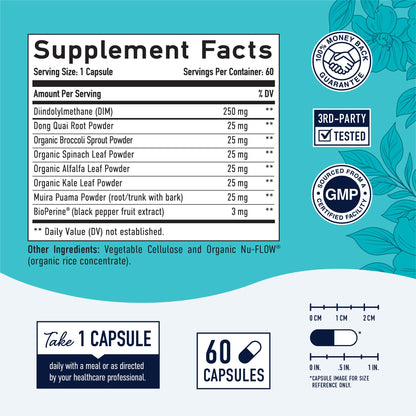 DIM Supplement Complex 250 mg | Estrogen Balance for Women | Hormone Menopause Relief