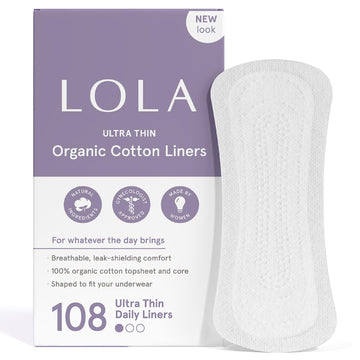 LOLA Ultra Thin Liners, 108 Count - Cotton Panty Liners for Women, Hypoallergenic Pads for Women