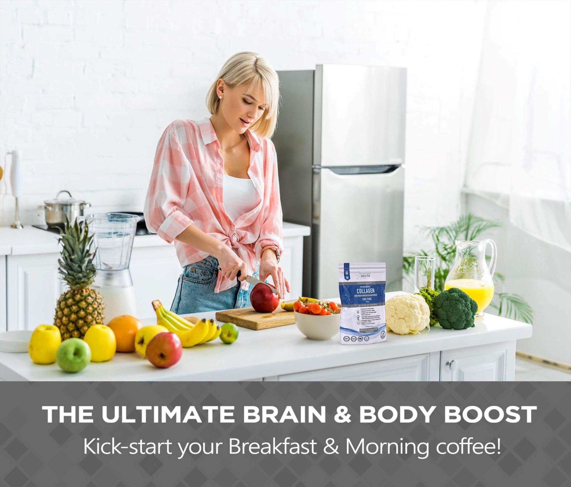 Hydrolysed Collagen Powder (Bovine) - High Protein Grass Fed Unflavoured Peptides The Intelligent Health