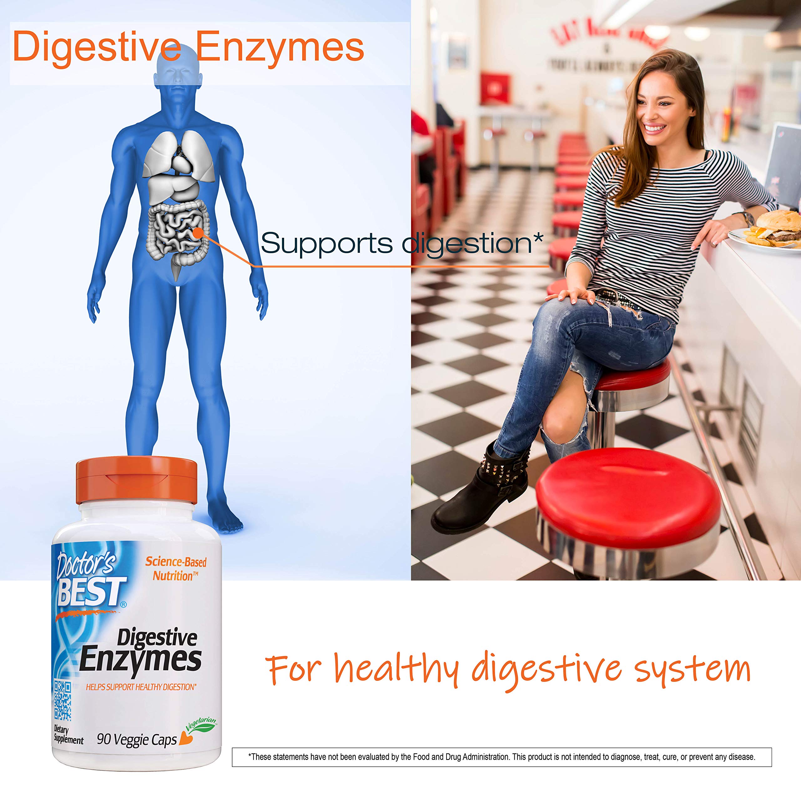 Doctor's Best Digestive Enzymes Non-GMO Vegetarian Gluten Free, 90 Cap Doctor's BEST