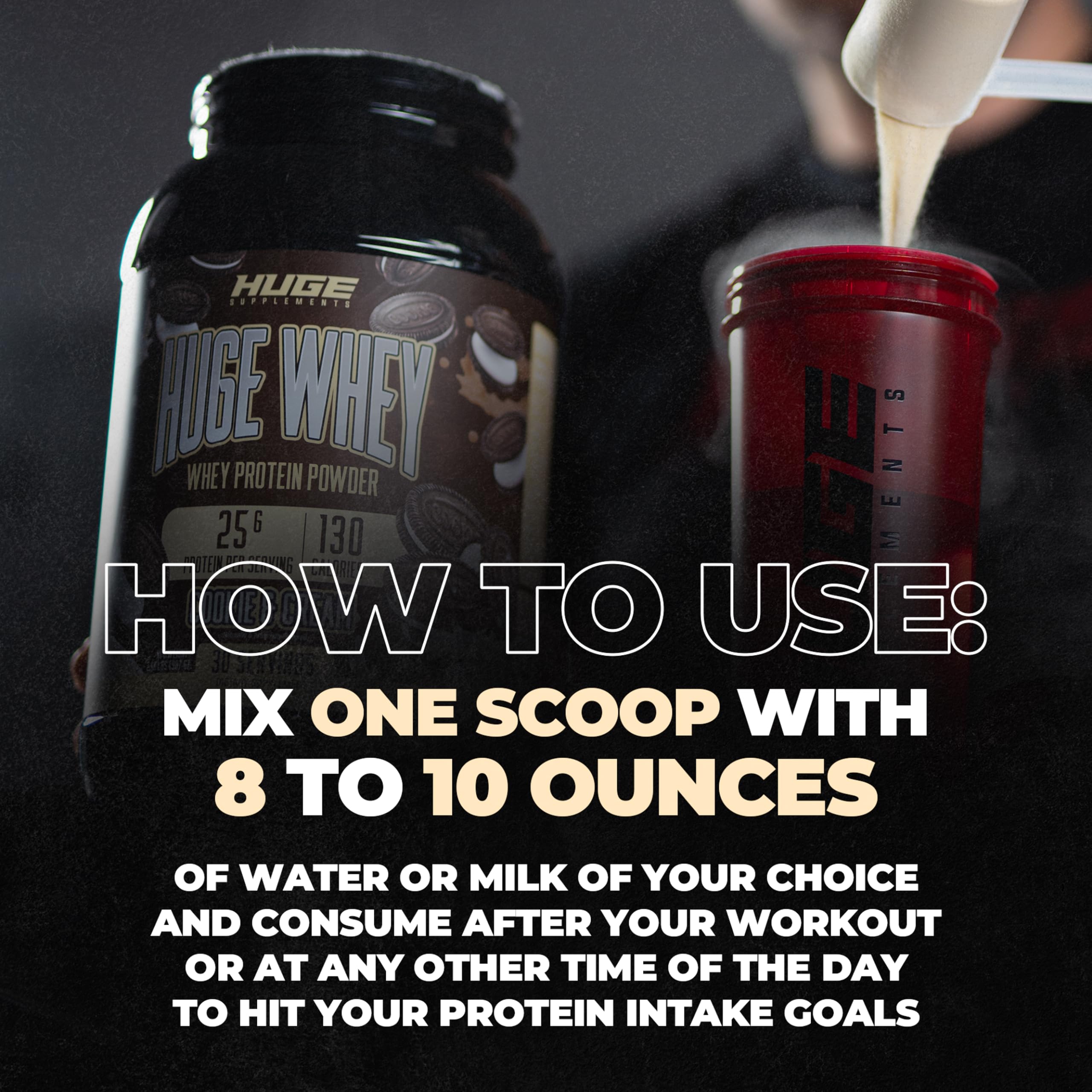 Huge Supplements Whey Protein Concentrate Powder, 25g Protein Per Serving, 5g BCAA Huge Supplements