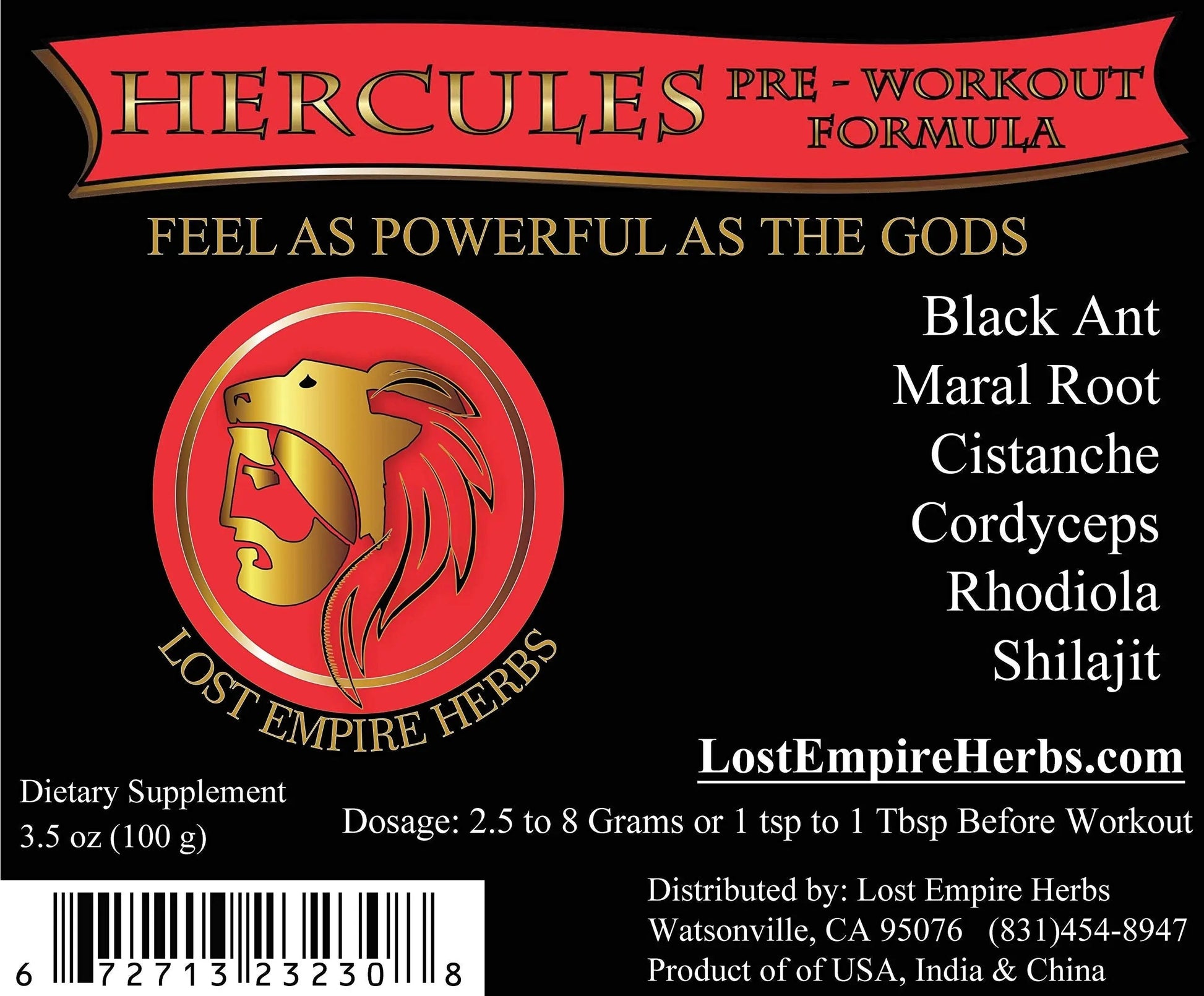 Lost Empire Herb's Pre Workout Herbal Supplement (Powder ~ 100g) || Premium Grade & 100% Pure || Proprietary Blend of Ancient Chinese Herbs Combine to Synergistically Boost Performance