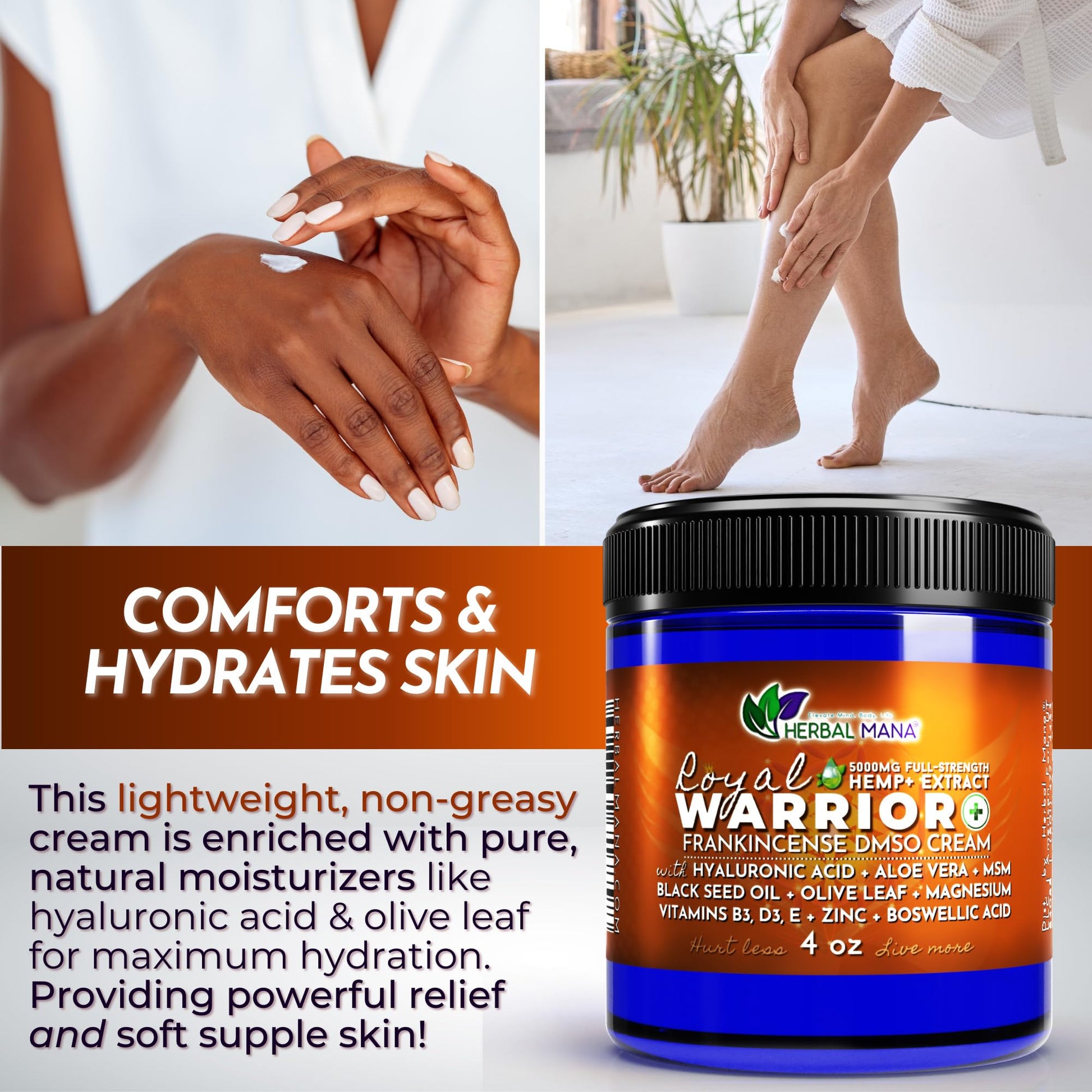 Herbal Mana Royal Warrior with 5000mg Hemp Lotion - 99.9% Pure DMSO Cream Herbal Mana