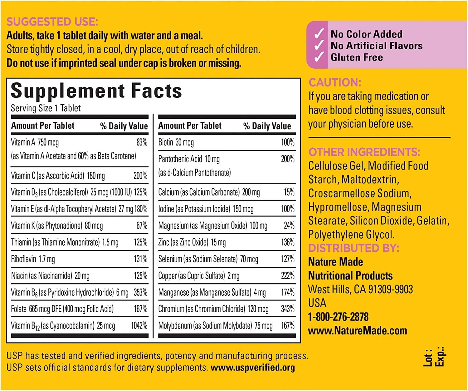 Nature Made Multi for Her 50+ Vitamin/Mineral Tablets 90 ea (Pack of 4) Nature Made