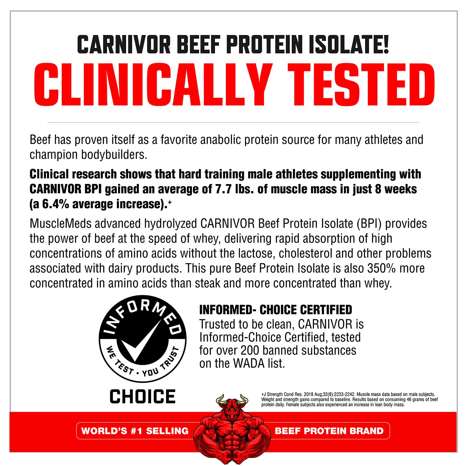 MuscleMeds CARNIVOR Beef Protein Isolate Powder, Muscle Building, Recovery, Lactose MuscleMeds