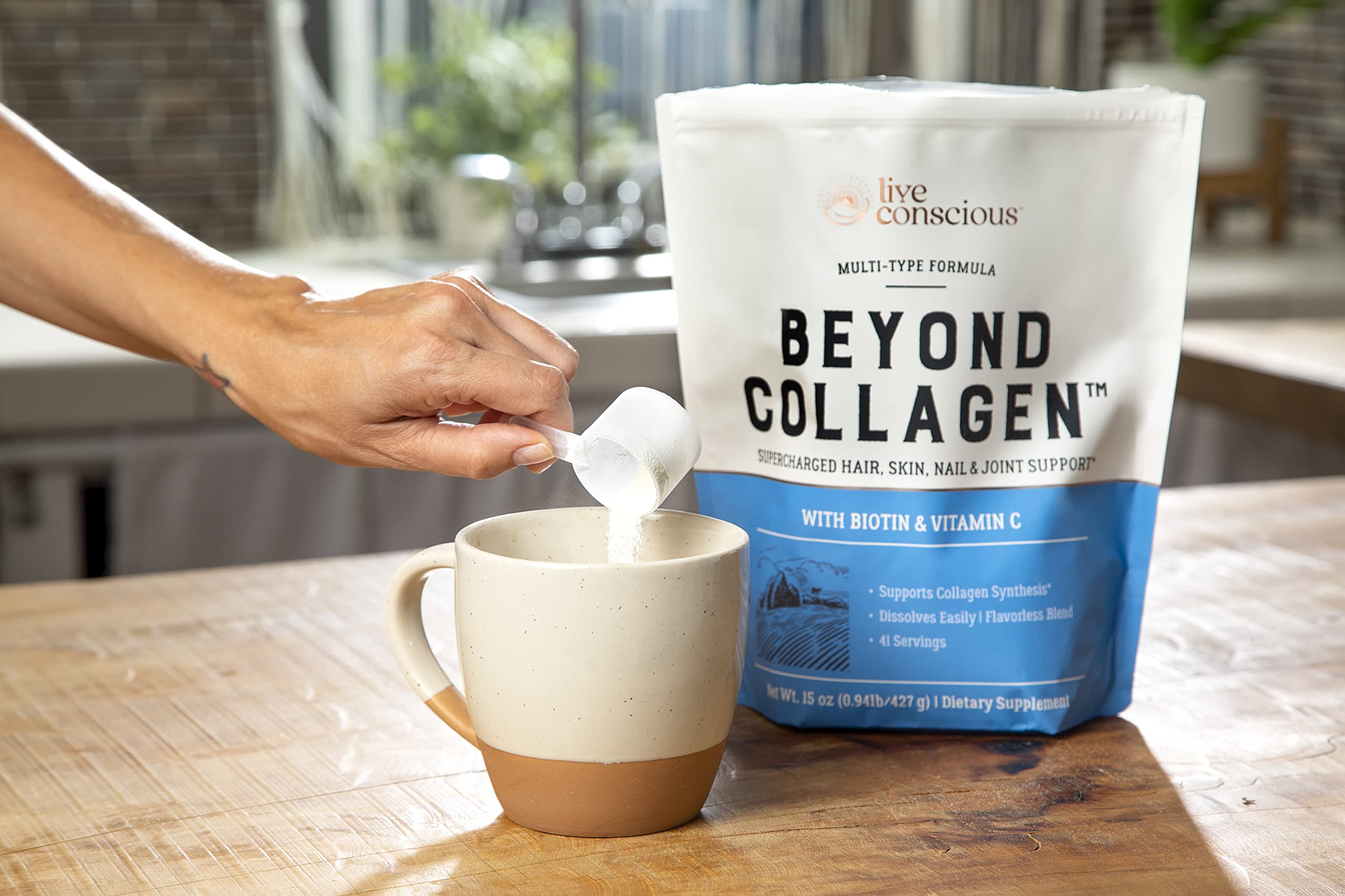 Live Conscious Beyond Collagen Multi Collagen Powder for Women w/Types I, II, III, V & X Live Conscious