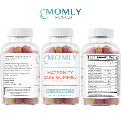 Momly Naturals Maternity Care Gummies Prenatal Vitamins - Prenatal Gummies w/DHA, Vitamin D3