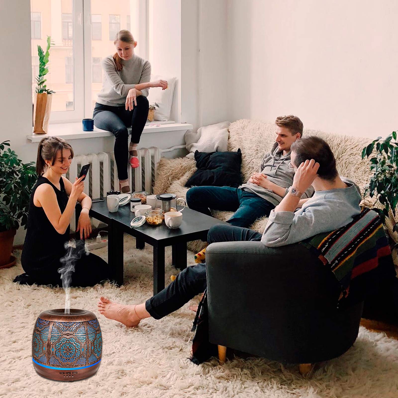 Essential Oil Diffuser, Upgraded Metal Diffusers for Essential Oils, Aromatherapy Diffuser Cool Mist BAIESHIJI