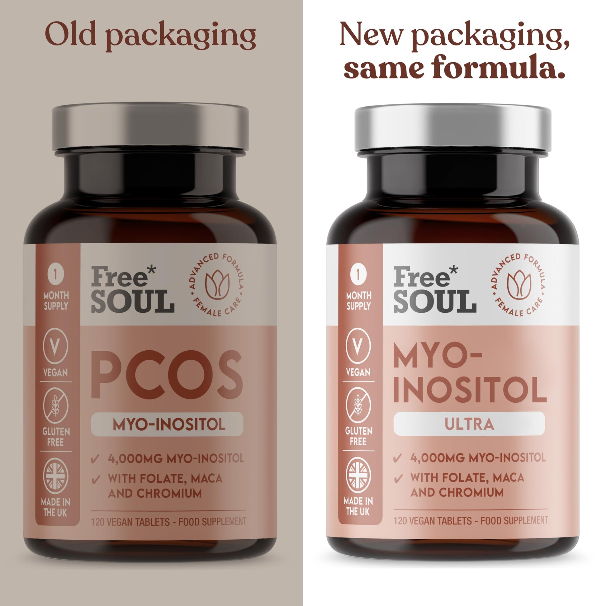 Free Soul Myo-Inositol Ultra Supplement with 4,000mg Myo-Inositol, 200ug Folate, 100ug Free Soul