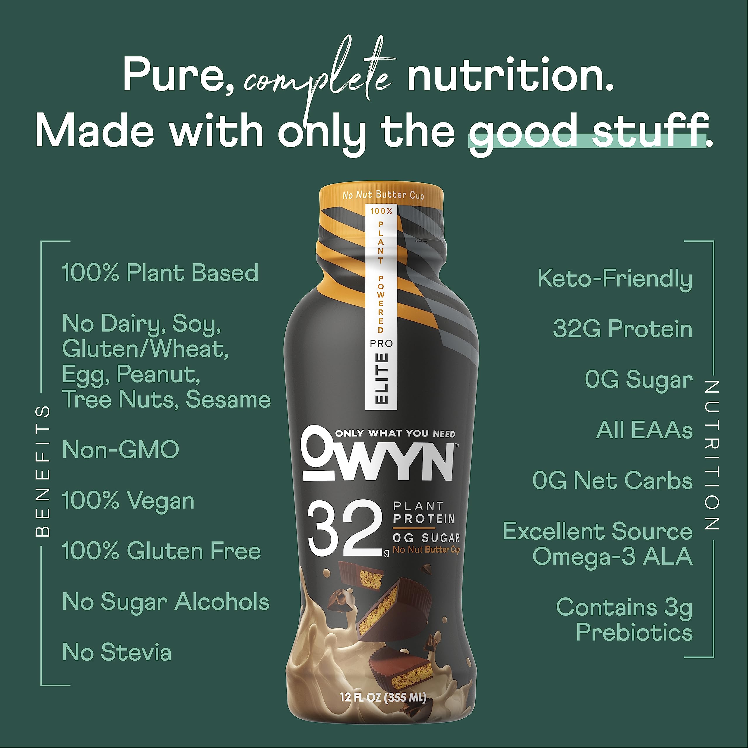OWYN Only What You Need Pro Elite Vegan High Protein Keto Shake, 32g Protein, 9 Amino OWYN Only What You Need