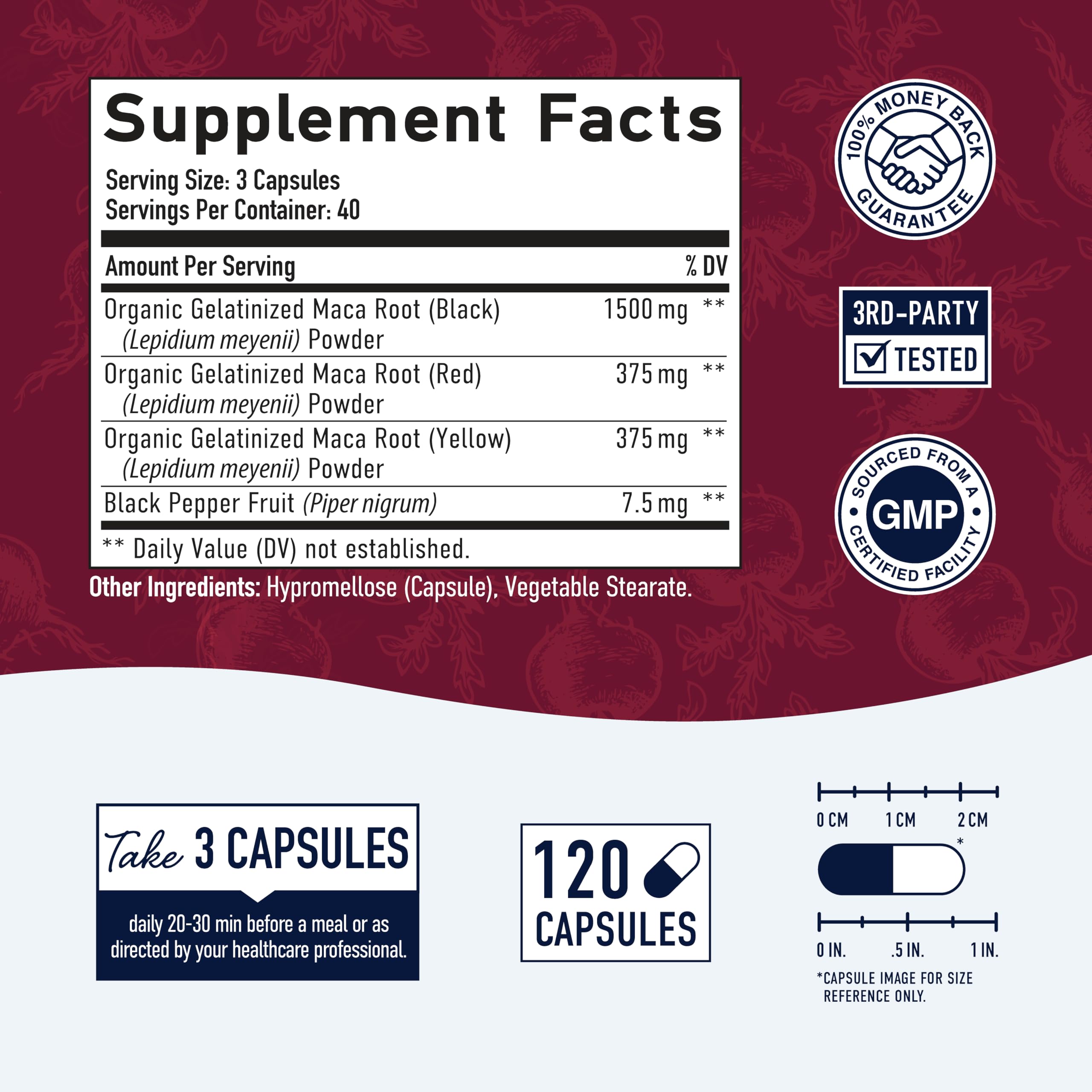 Organic Maca Root Capsules for Women | 2250MG Extra Strength | Red, Black & Yellow SMNutrition