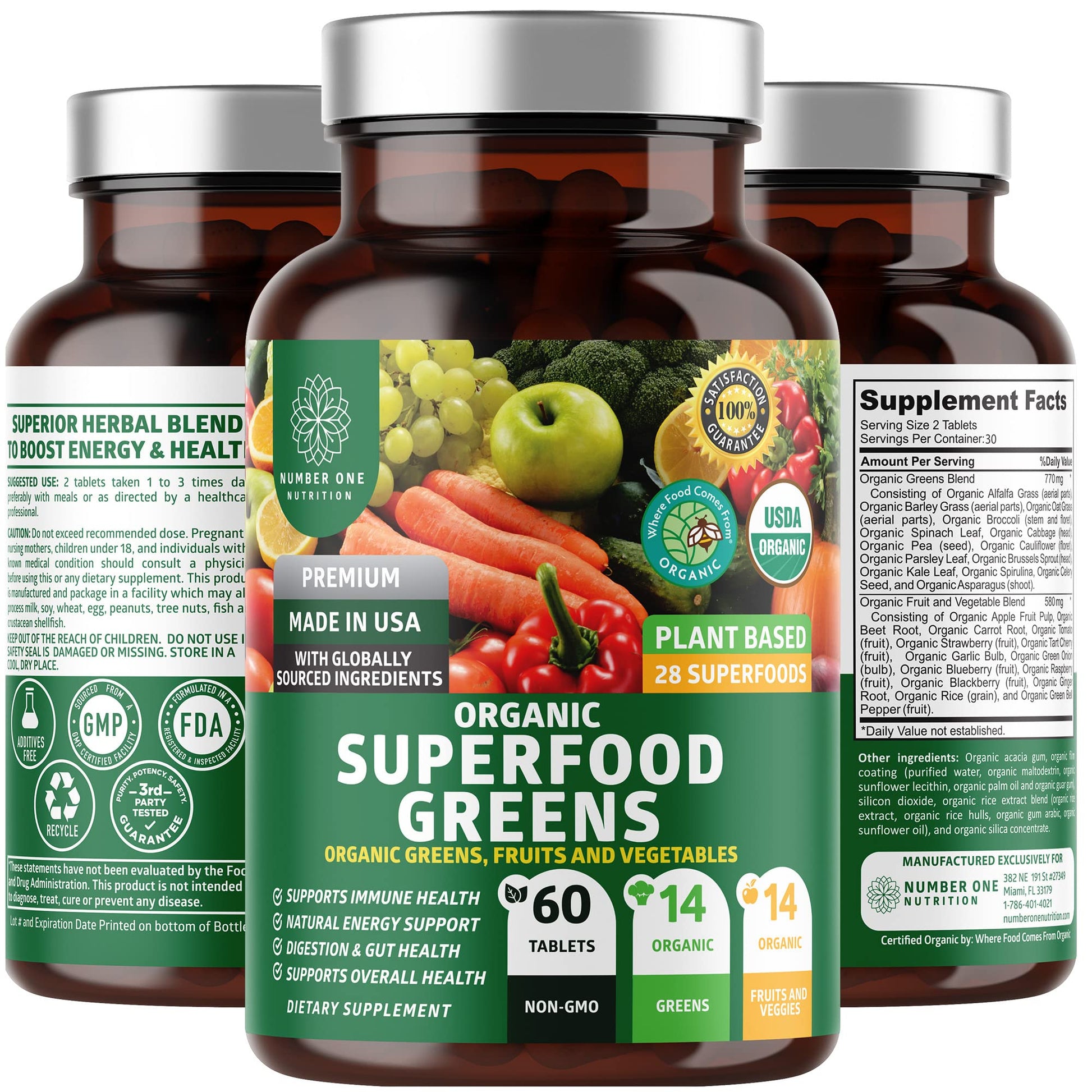 N1N Premium Organic Superfood Greens [28 Powerful Ingredients] Natural Fruit and Veggie 