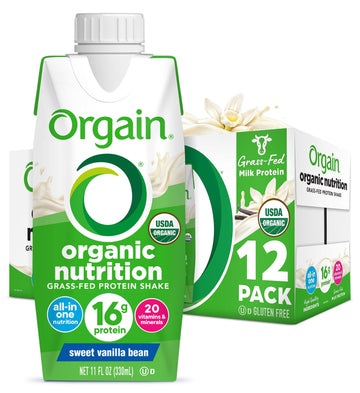 Orgain Organic Nutritional Protein Shake, Vanilla Bean - 16g Grass Fed Whey Protein