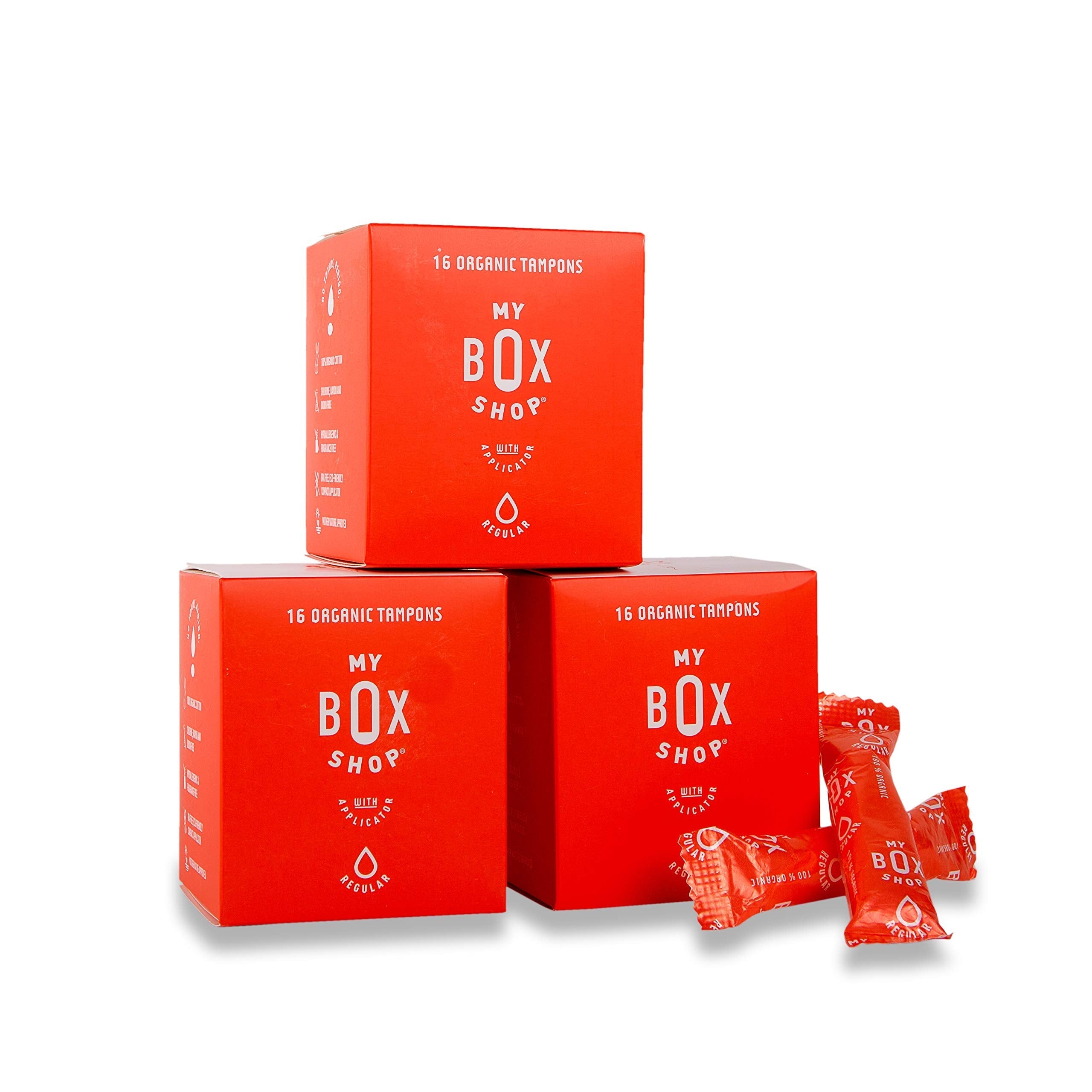 MYBOXSHOP Organic Tampons - 100% Pure Organic Cotton Tampons with BPA-Free Applicator