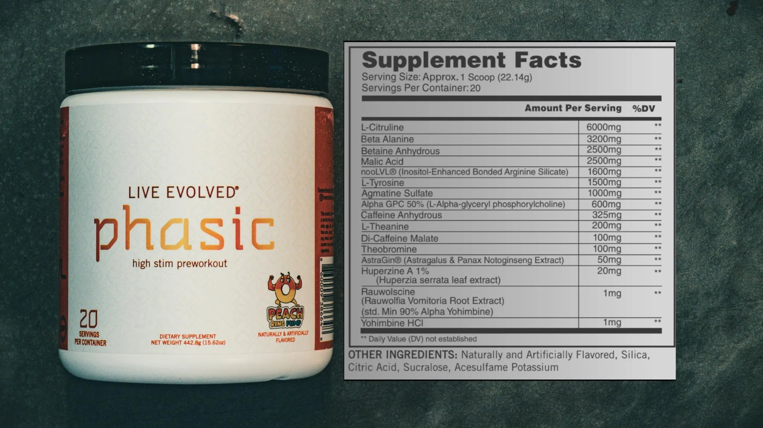Live Evolved Phasic - High Stim Pre Workout for Men & Women - Energy | Pump | Nootropics w NooLvL - 502mg of stim