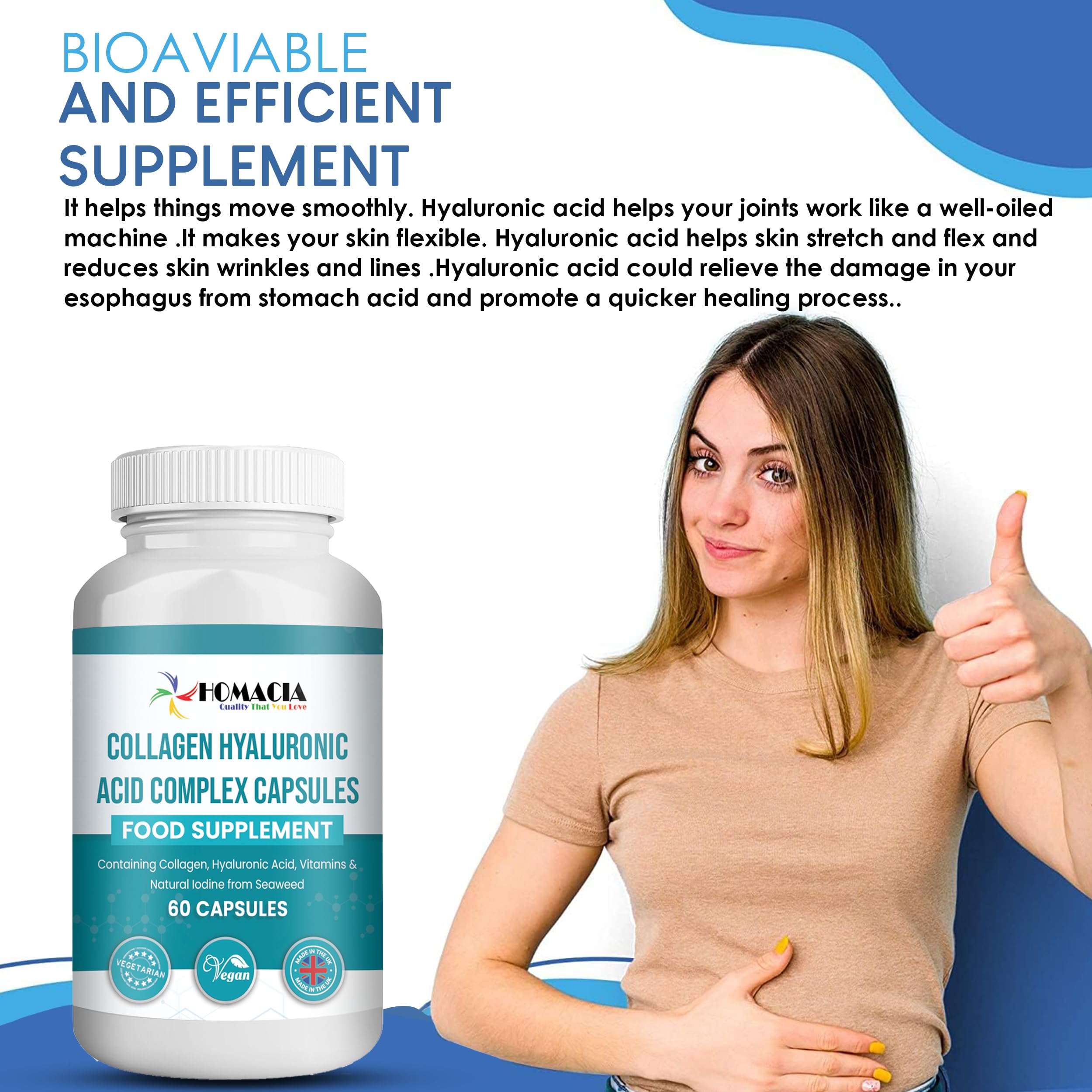 Homacia’s Collagen Capsules | Marine Collagen with Hyaluronic Acid | Pure Collagen Supplements for Women HOMACIA Quality That You love