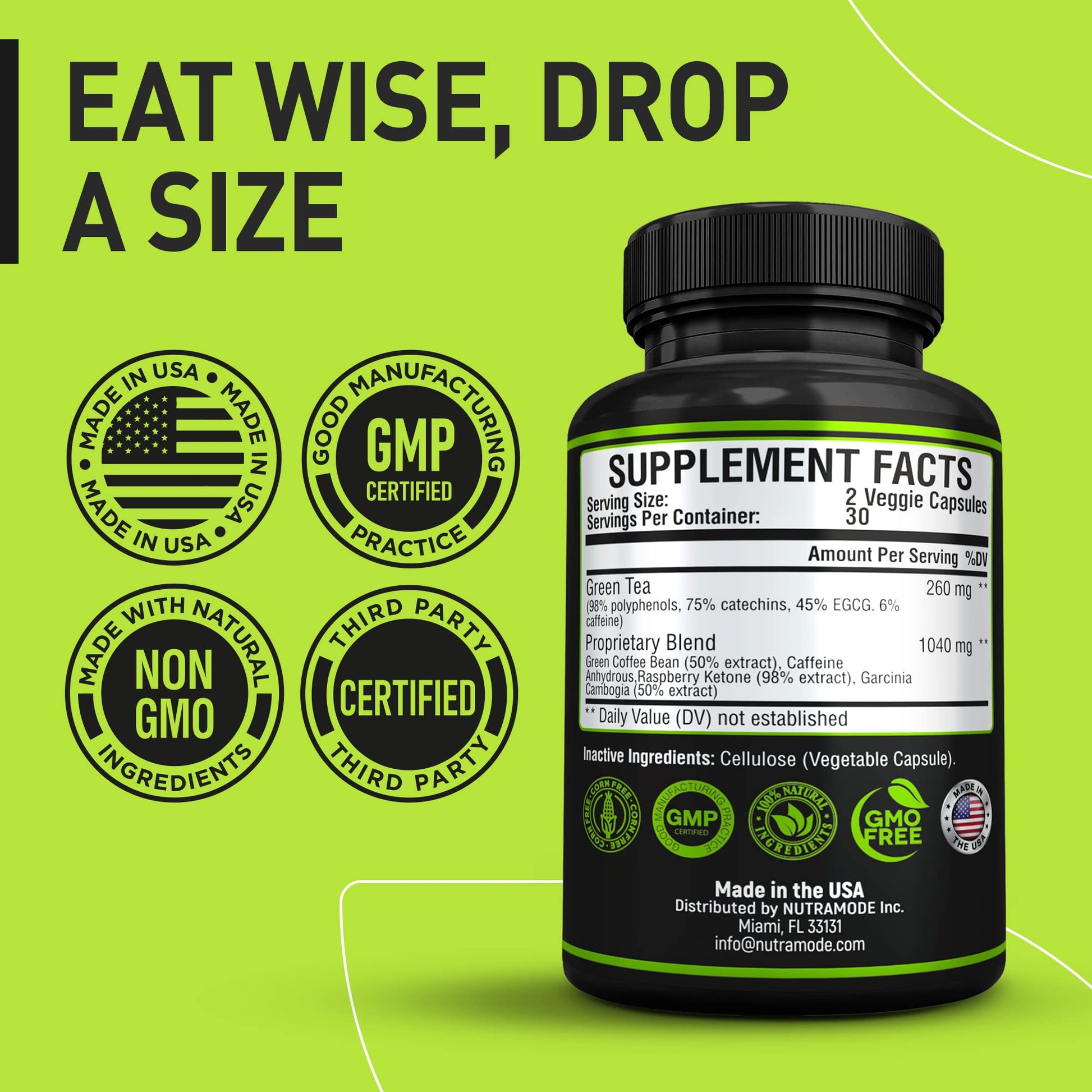 Premium Green Tea Extract Fat Burner Supplement EGCG-Natural Appetite Suppressant NUTRAMODE