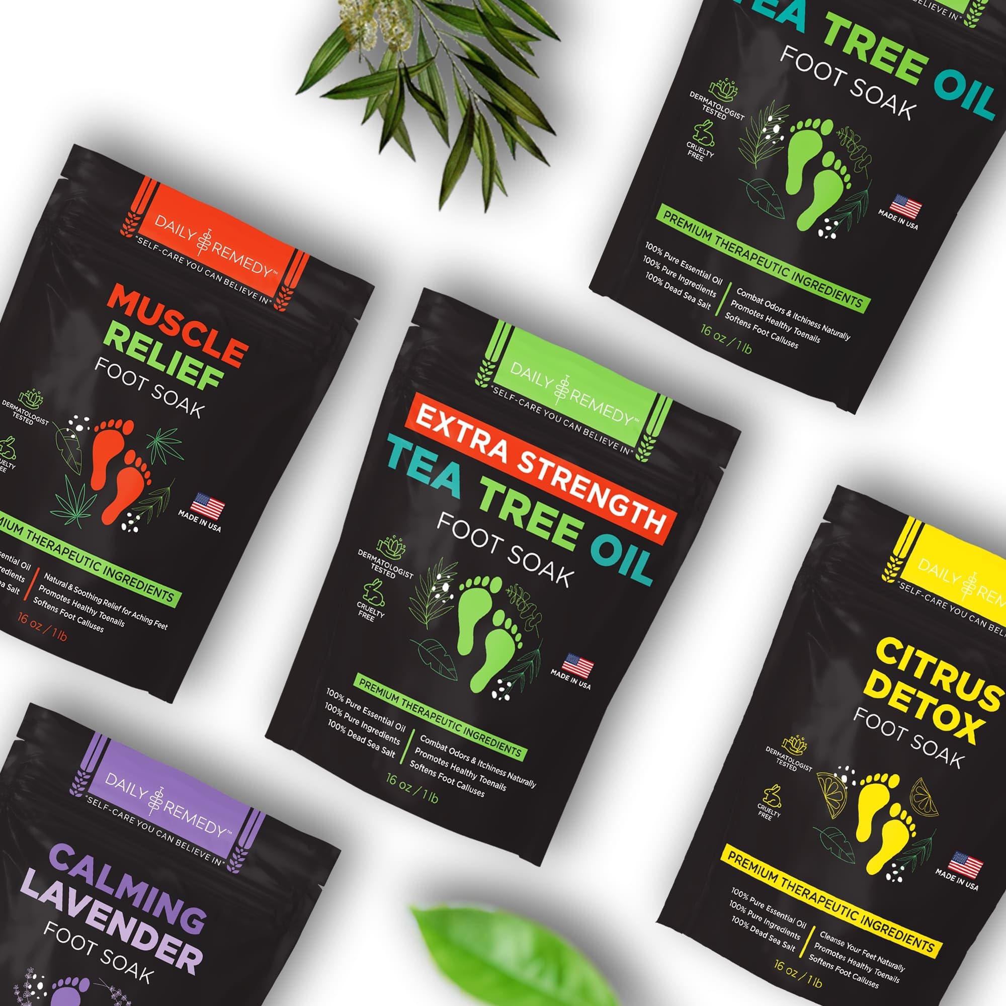 EXTRA STRENGTH Tea Tree Oil Foot Soak with Epsom Salt - Made in USA - for Toenails DAILY REMEDY