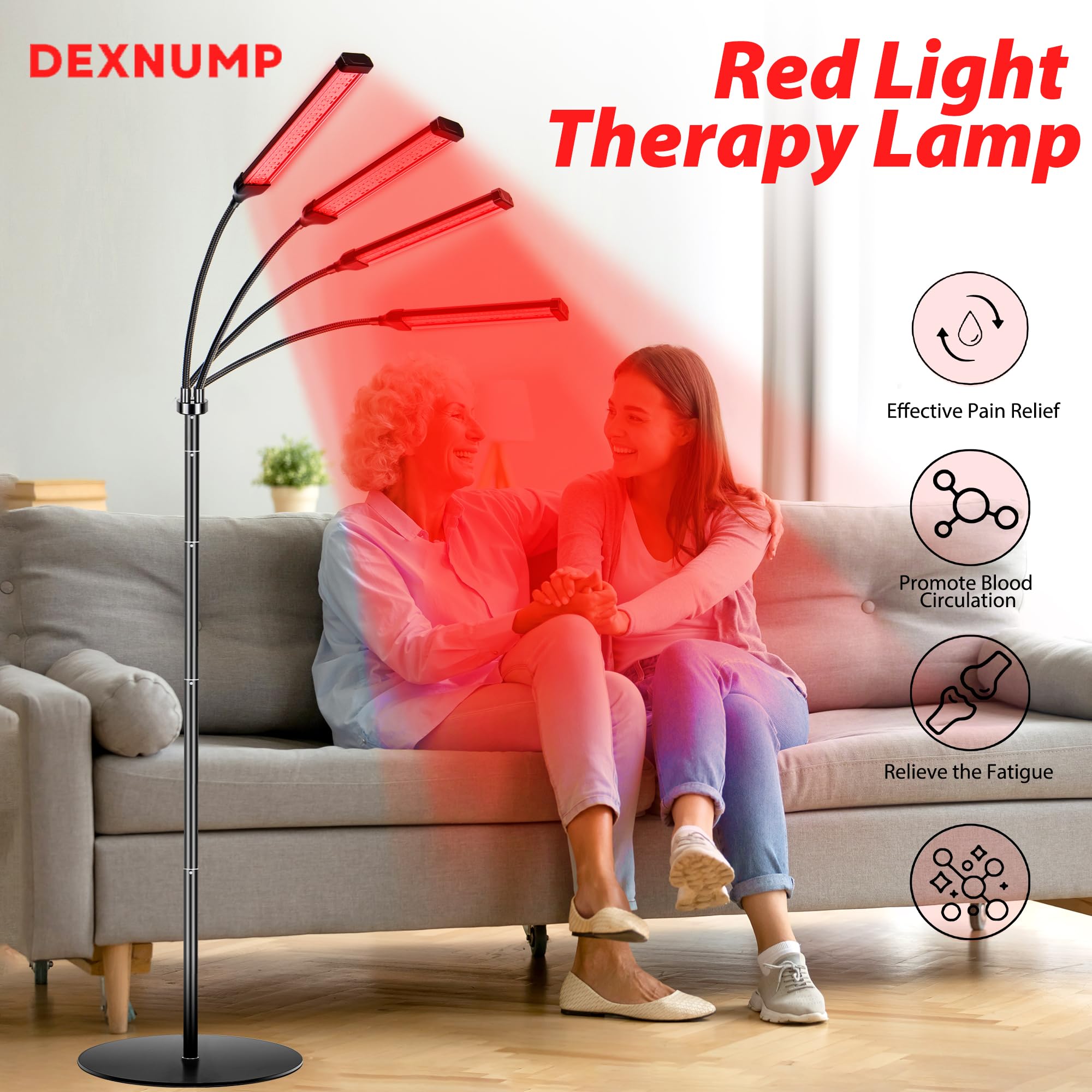 Dexnump Red Light Therapy for Face, 324 LEDs Red Light Therapy Lamp Height Free Adjustment Infrared Dexnump