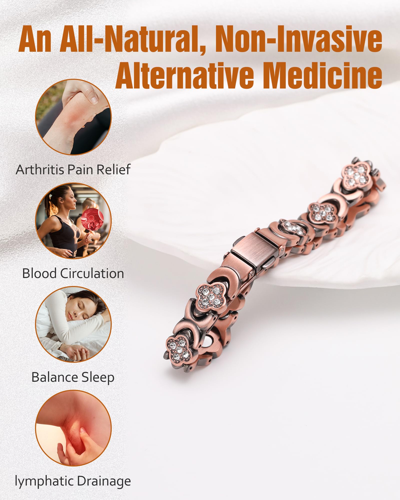 Jecanori Women's Pure Copper Bracelet, Ultra Strength Magnetic Copper Bracelets for Women Jecanori