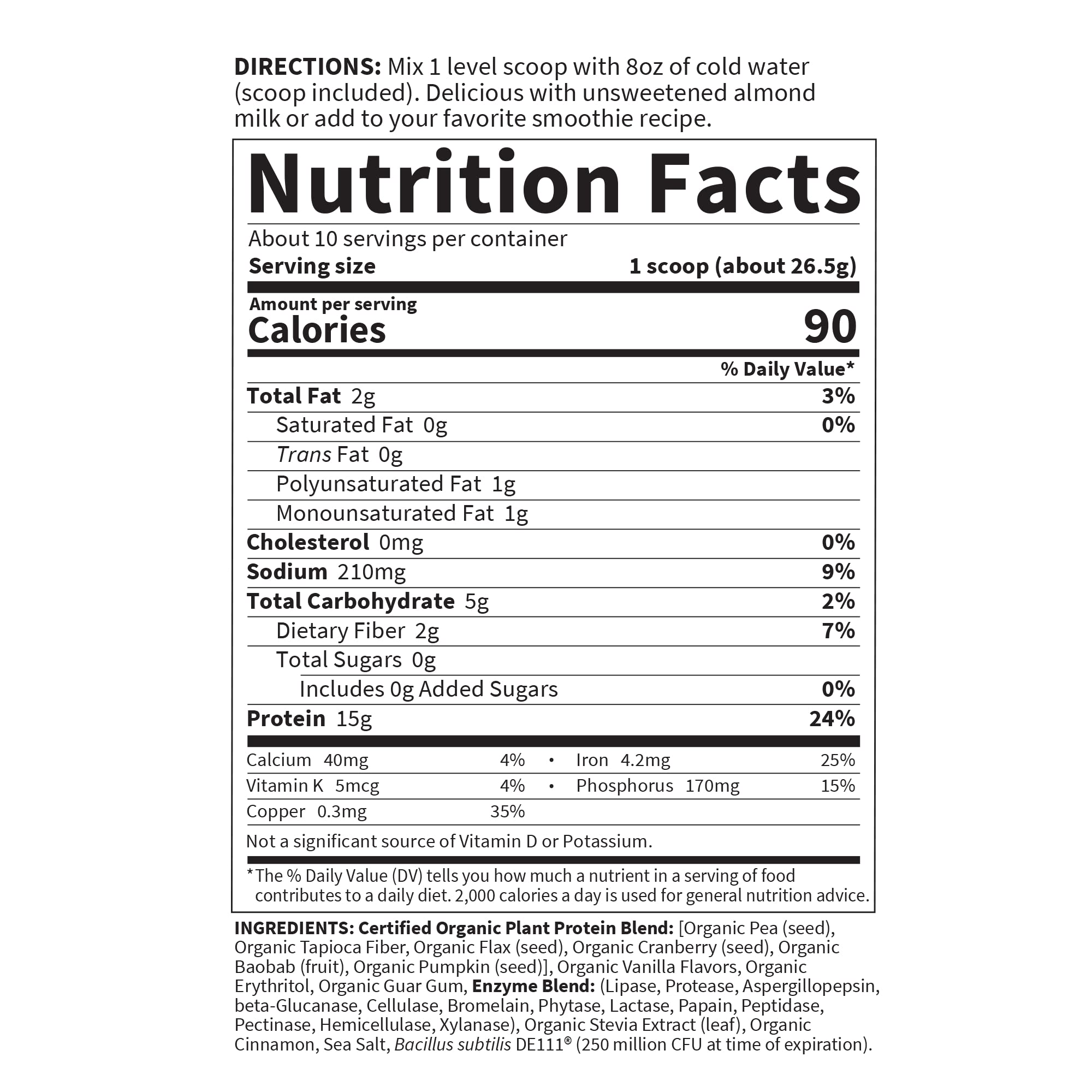 Garden of Life Organic Plant Based Protein Powder - Smooth Vanilla, Vegan, Grain Free Garden of Life