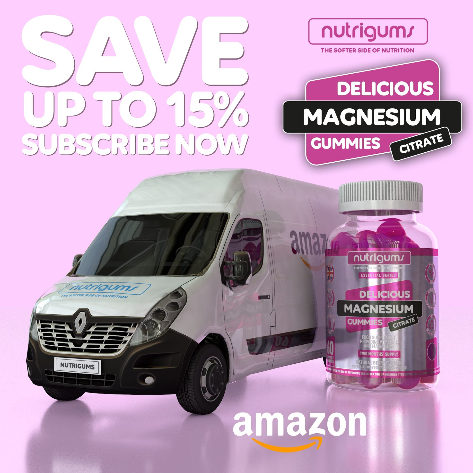 Magnesium Citrate 1250mg & Vitamin C Gummy | Mixed Berry Flavour | 60 Vegan Gummies Nutrigums