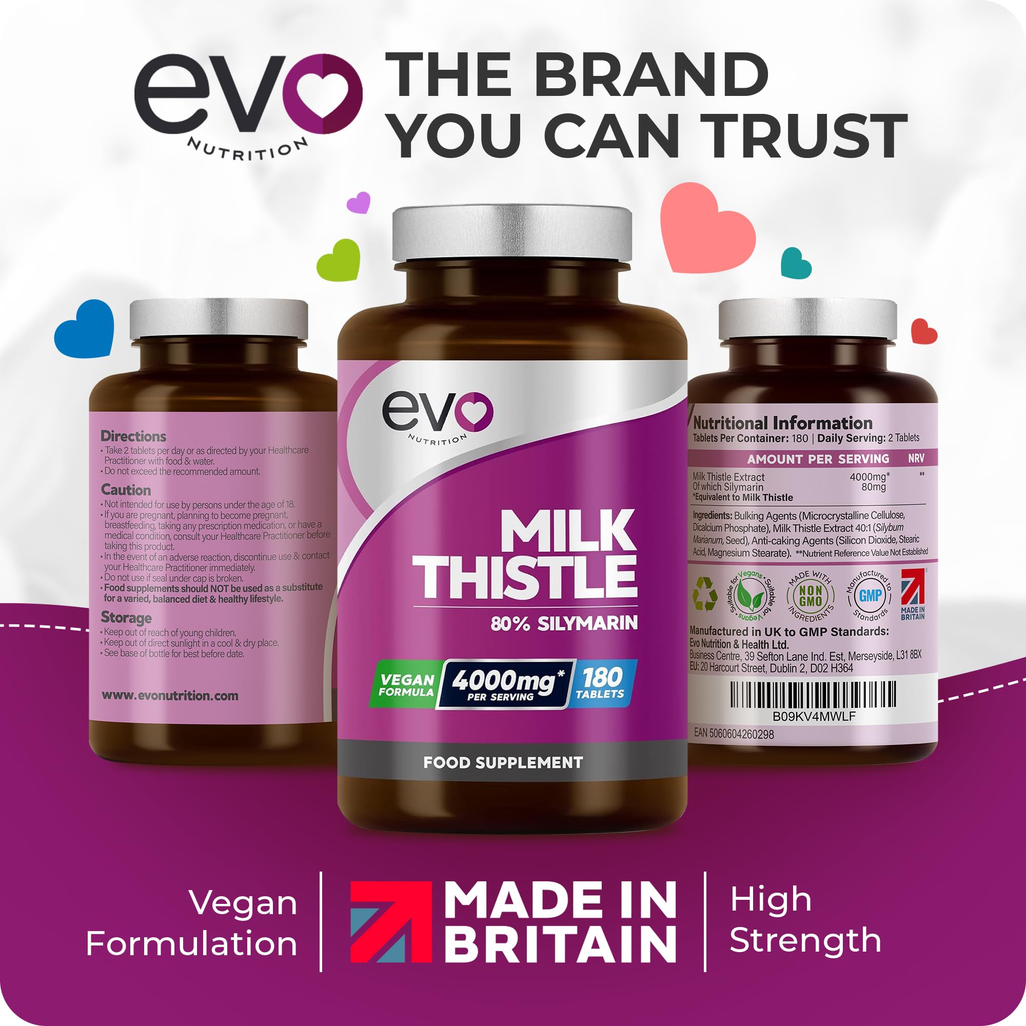 Milk Thistle Tablets 4000mg | 80% Silymarin | 180 Tablets | High Strength Vegan Supple EVO NUTRITION