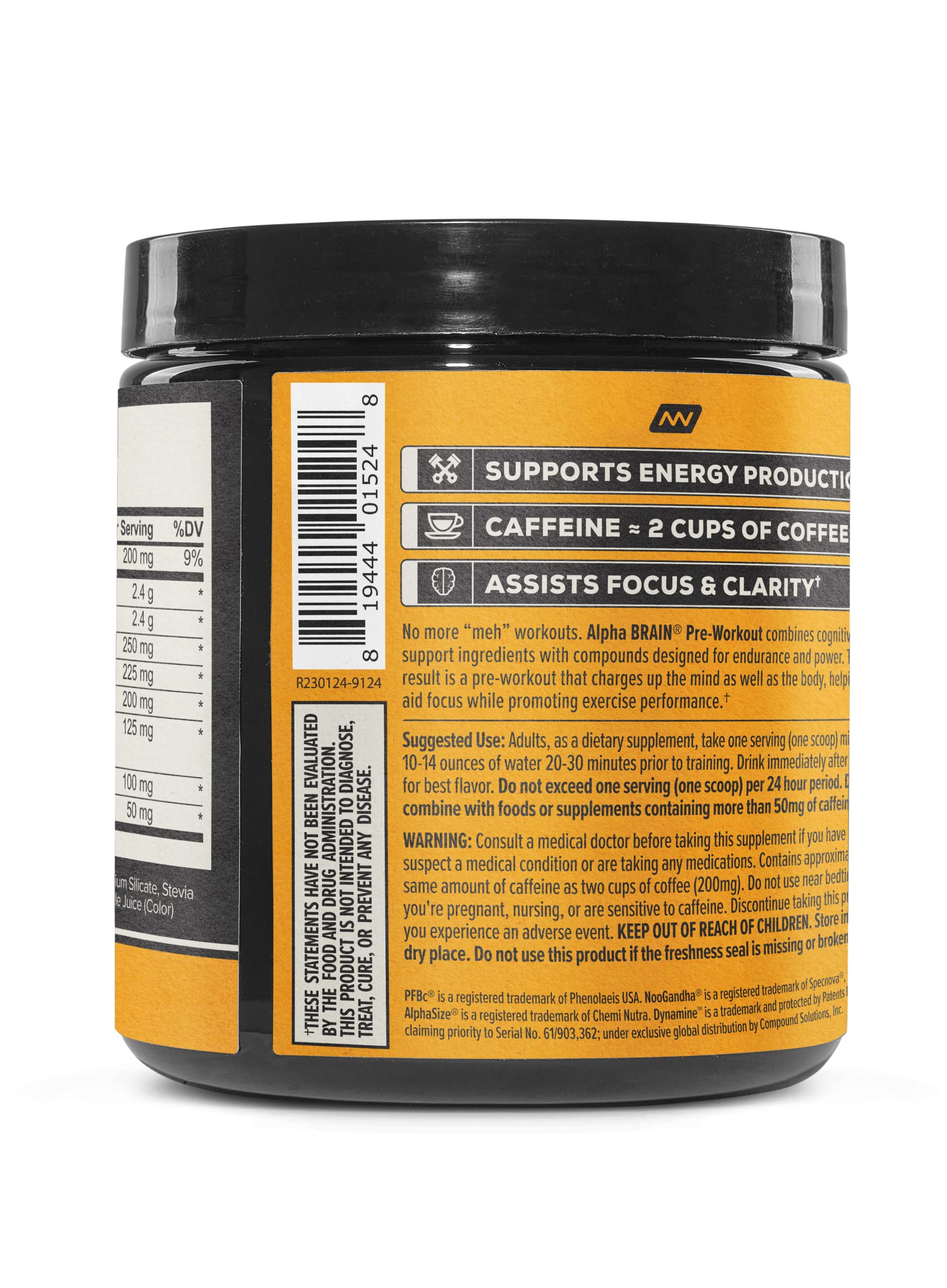 ONNIT Alpha Brain Pre-Workout - Yuzu Peach (20 Serving Tub) ONNIT