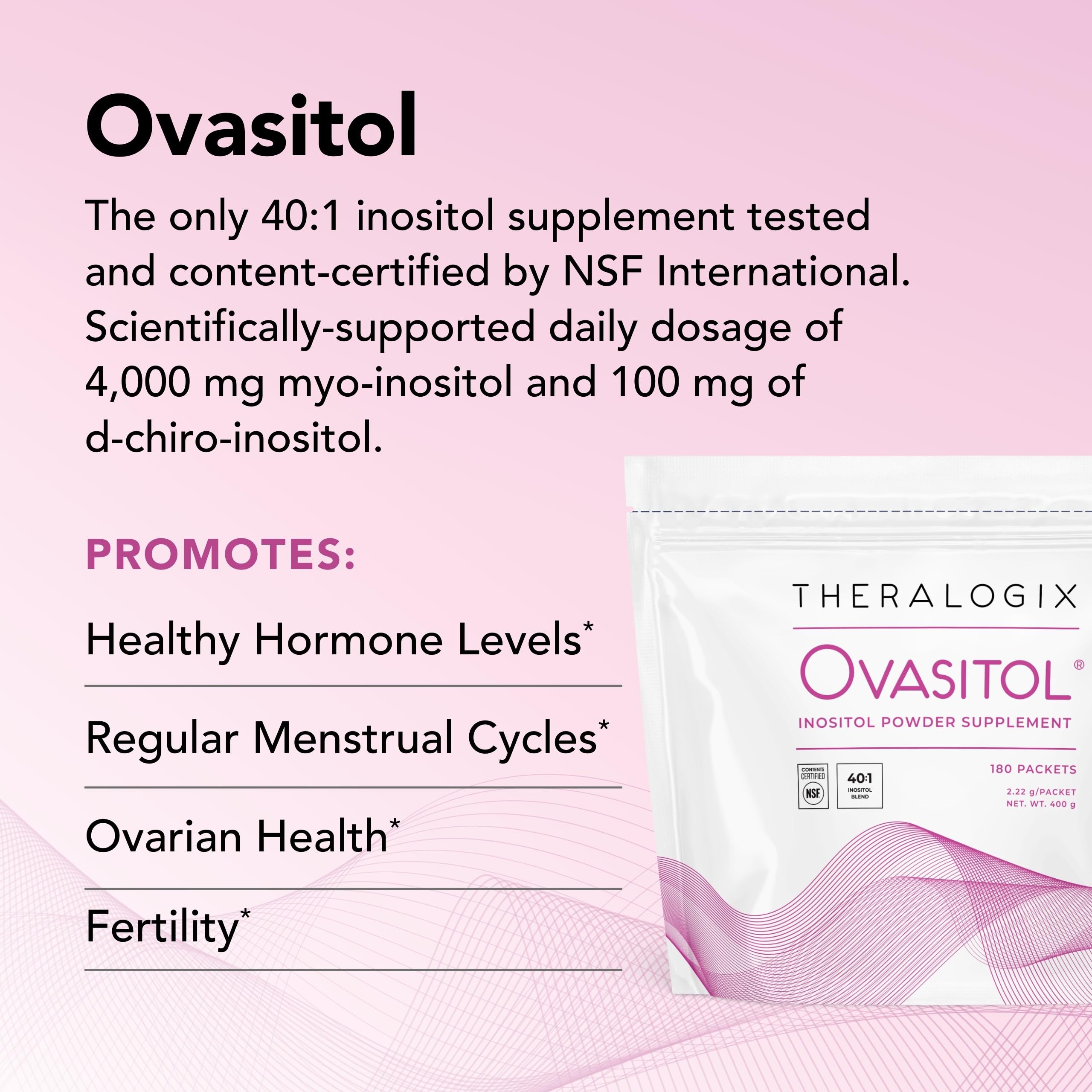 Theralogix Ovasitol Inositol Powder Packets - 180 Servings - Myo-Inositol Theralogix